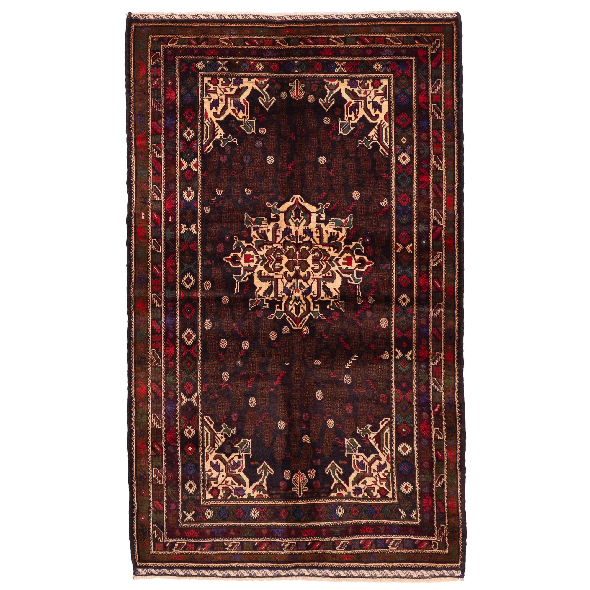 Ecarpetgallery Hand Knotted Teimani Black Dark Red Wool Rug 310 X 66