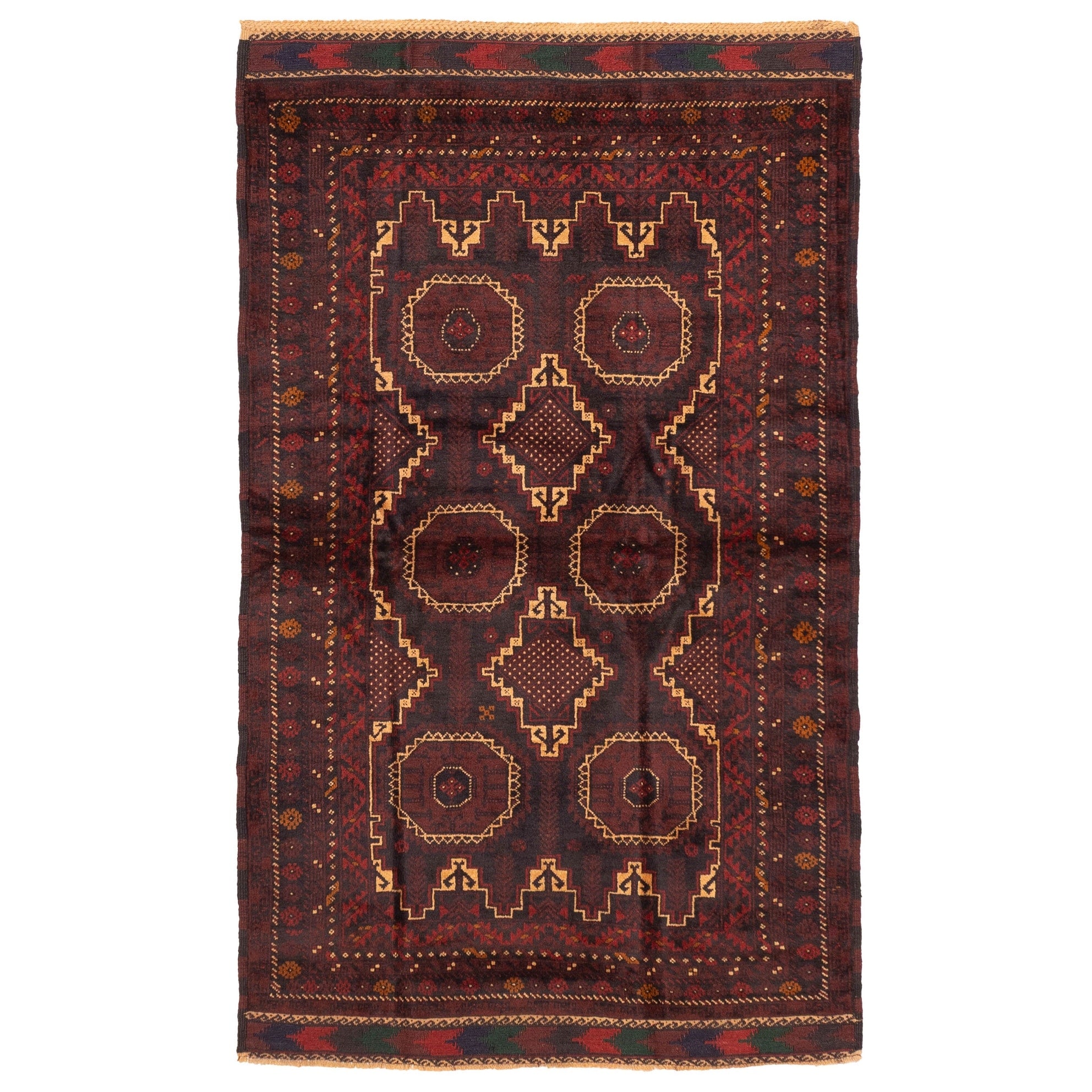 Ecarpetgallery Hand Knotted Teimani Black Dark Red Wool Rug 40 X 68
