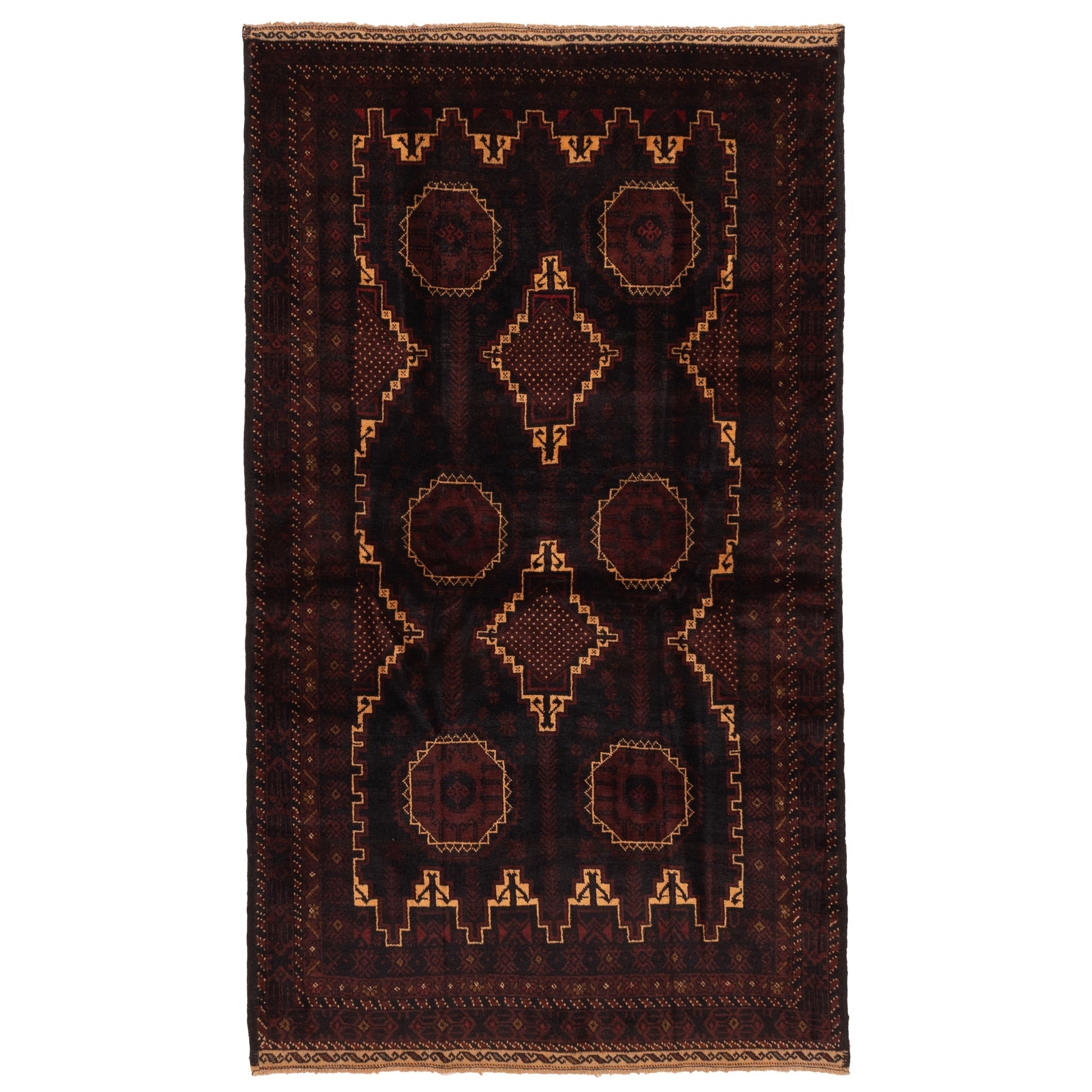 Ecarpetgallery Hand Knotted Teimani Black Dark Red Wool Rug 40 X 70