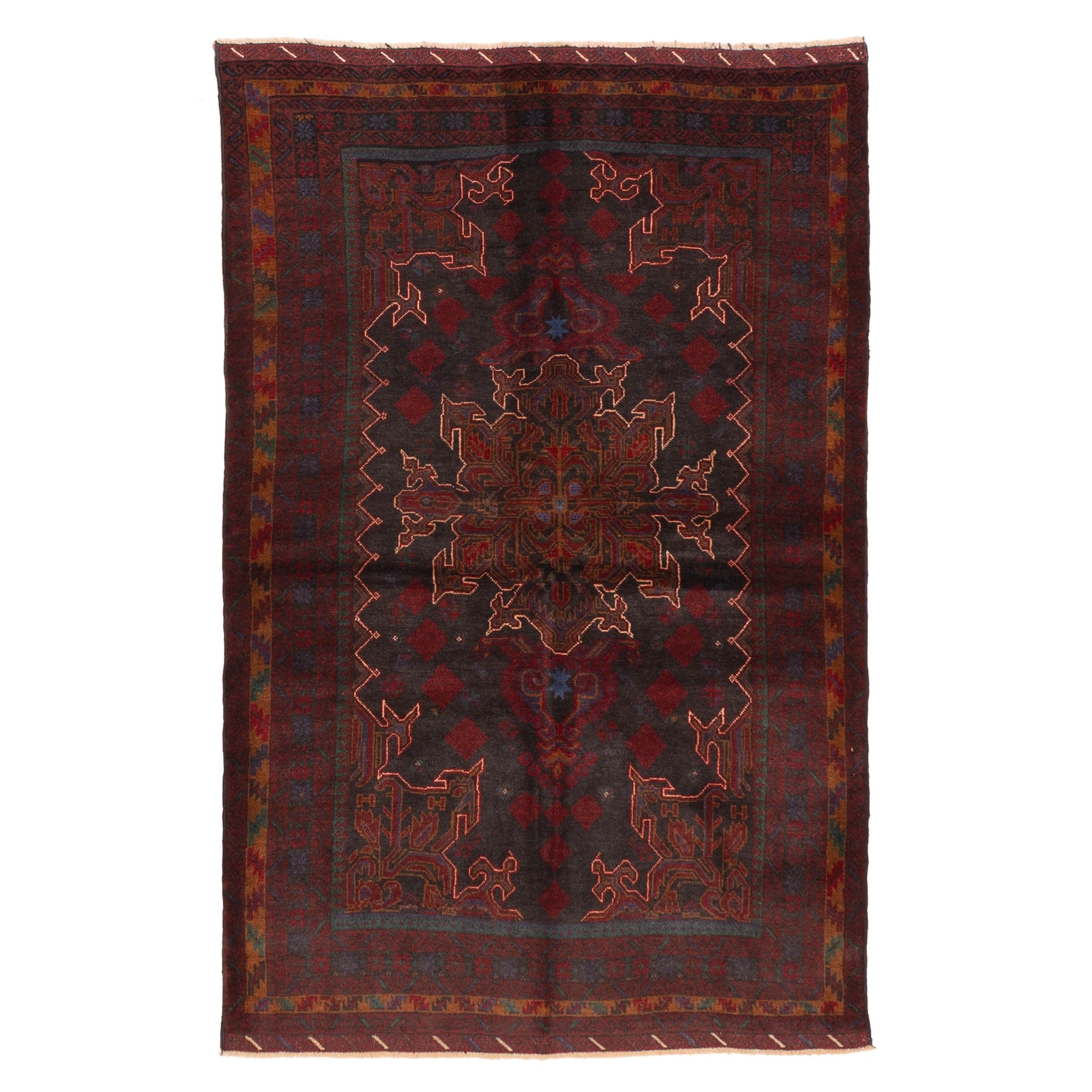 Ecarpetgallery Hand Knotted Teimani Black Dark Red Wool Rug 310 X 60