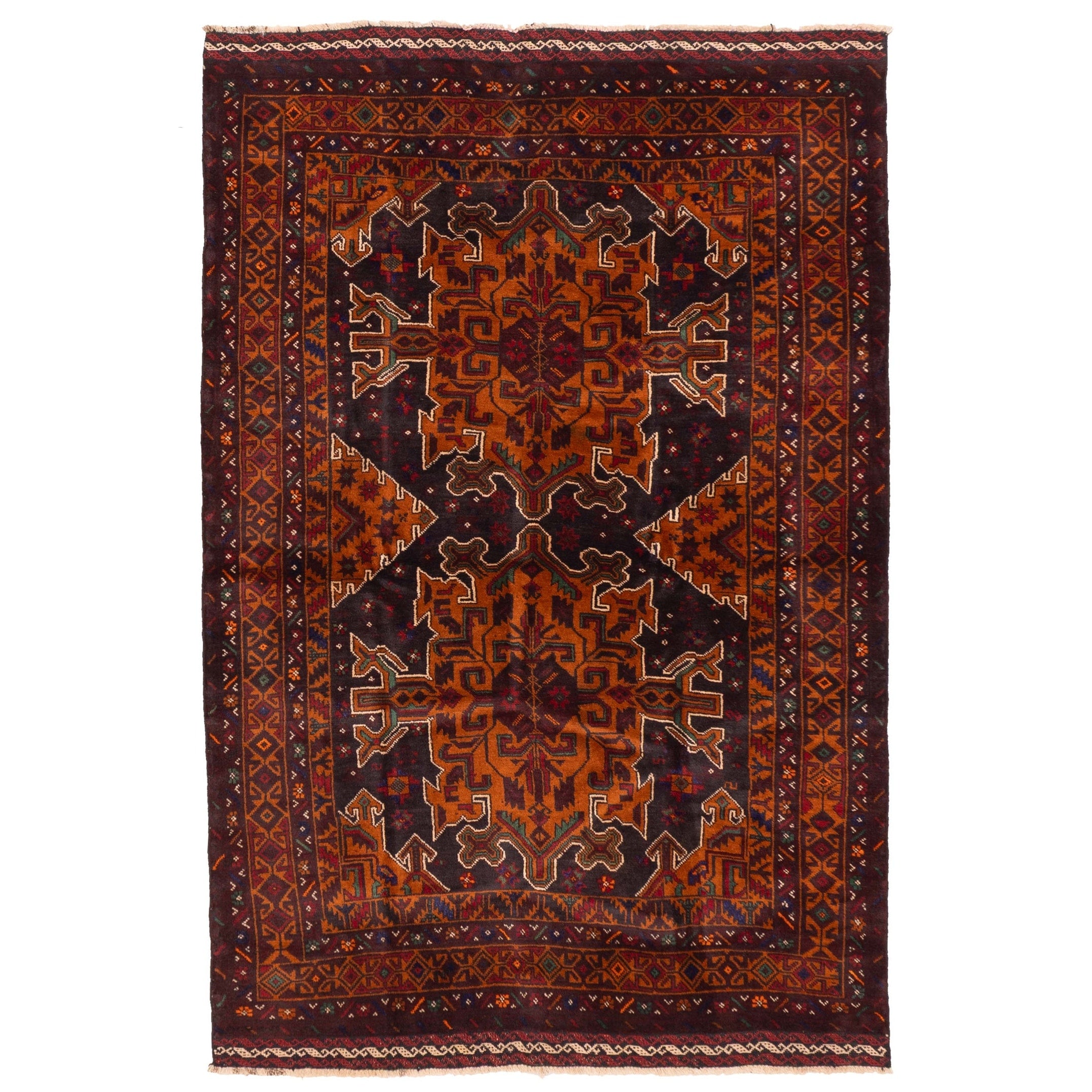 Ecarpetgallery Hand Knotted Teimani Black Orange Wool Rug 43 X 69