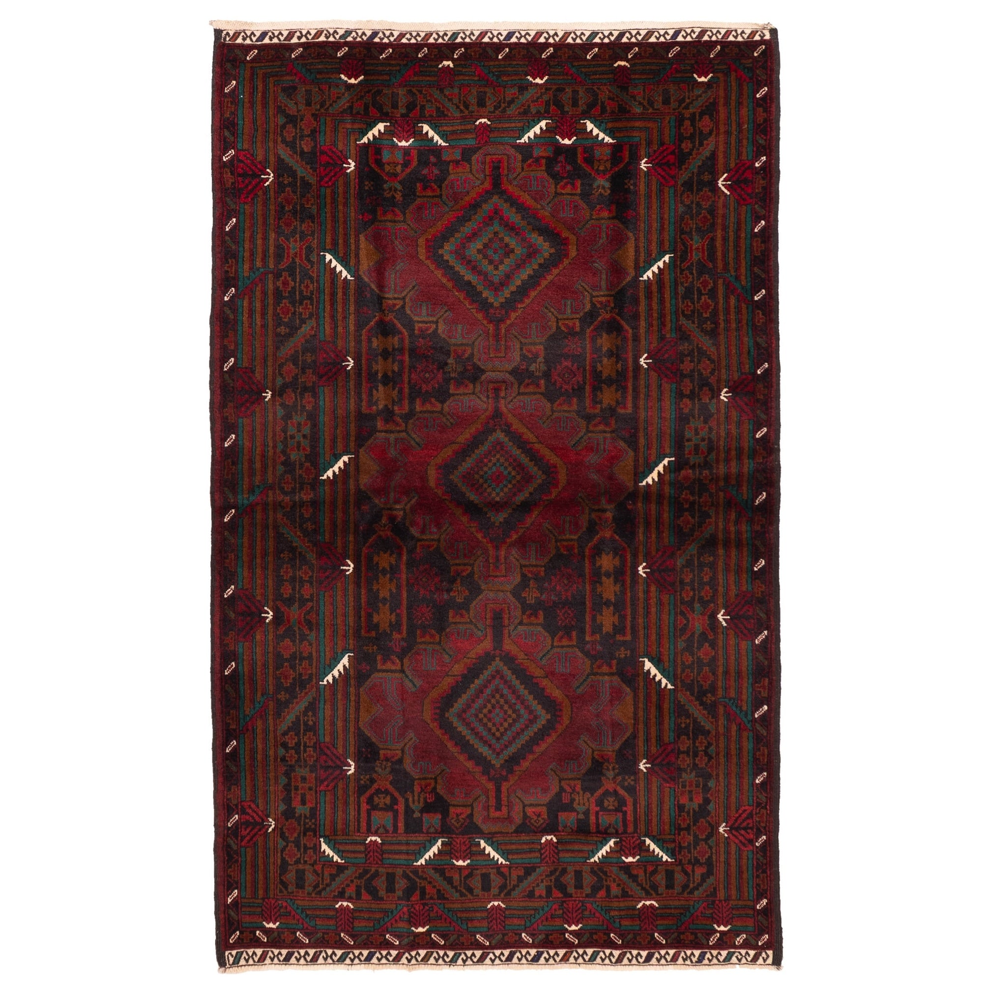 Ecarpetgallery Hand Knotted Teimani Black Red Wool Rug 44 X 72
