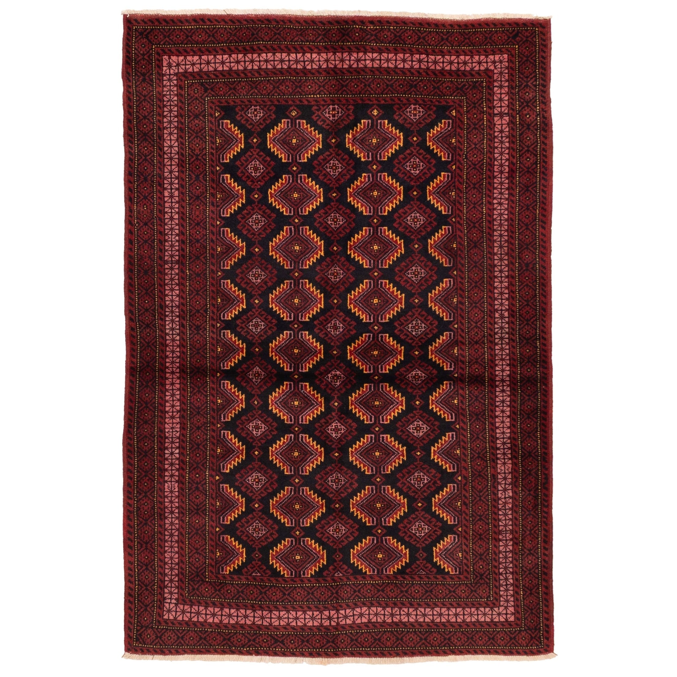 Ecarpetgallery Hand Knotted Teimani Black Red Wool Rug 37 X 58