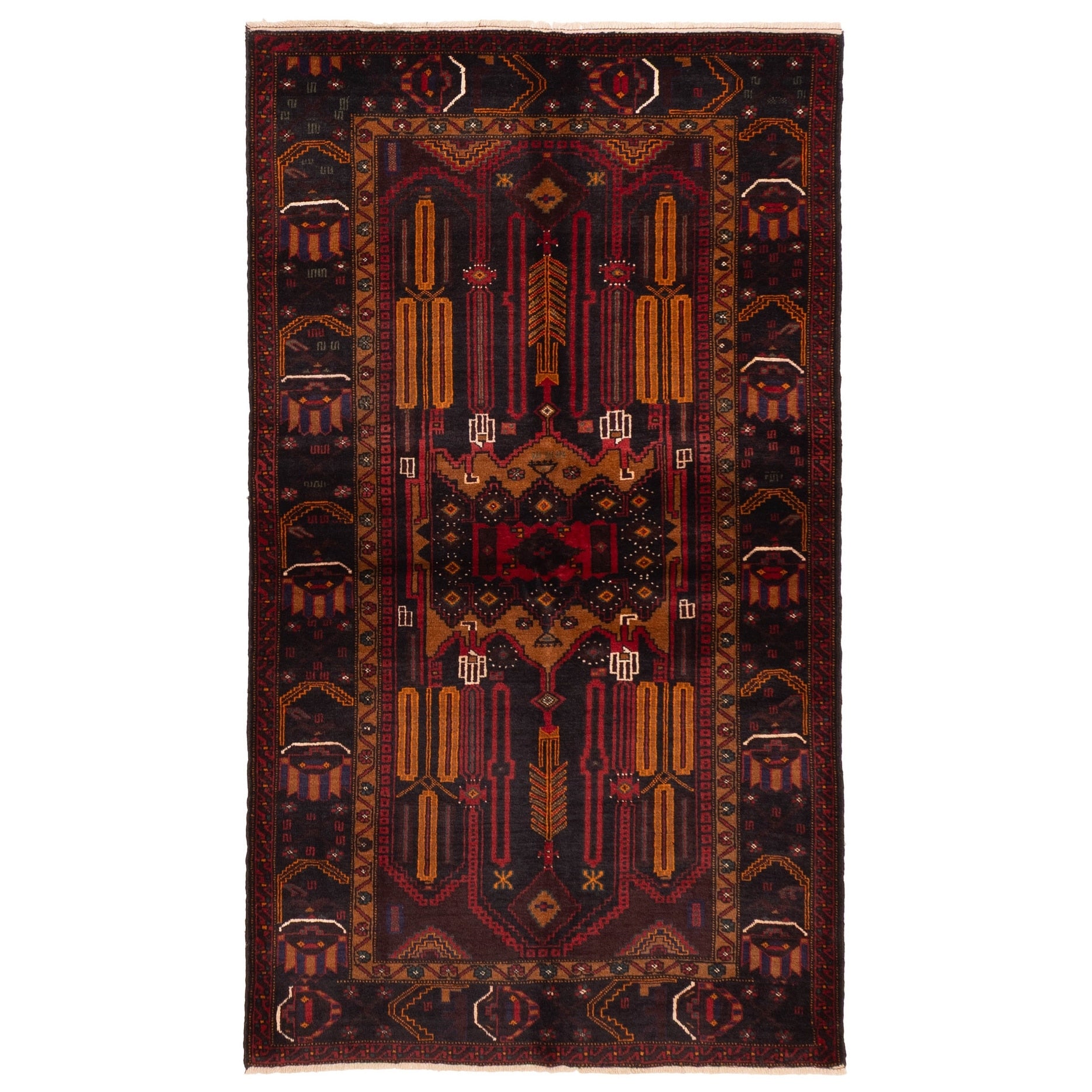 Ecarpetgallery Hand Knotted Teimani Black Red Wool Rug 310 X 69