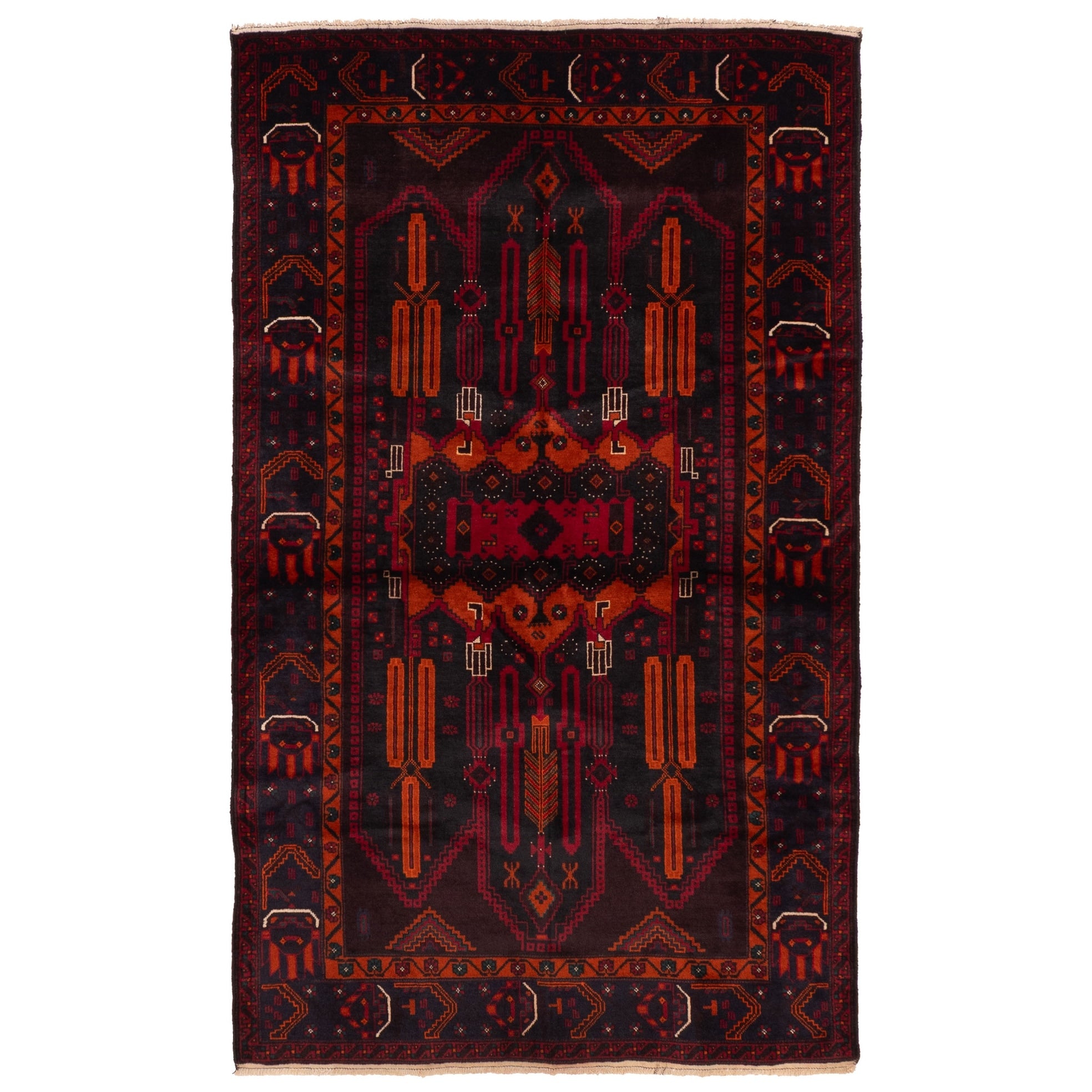 Ecarpetgallery Hand Knotted Teimani Black Red Wool Rug 310 X 66