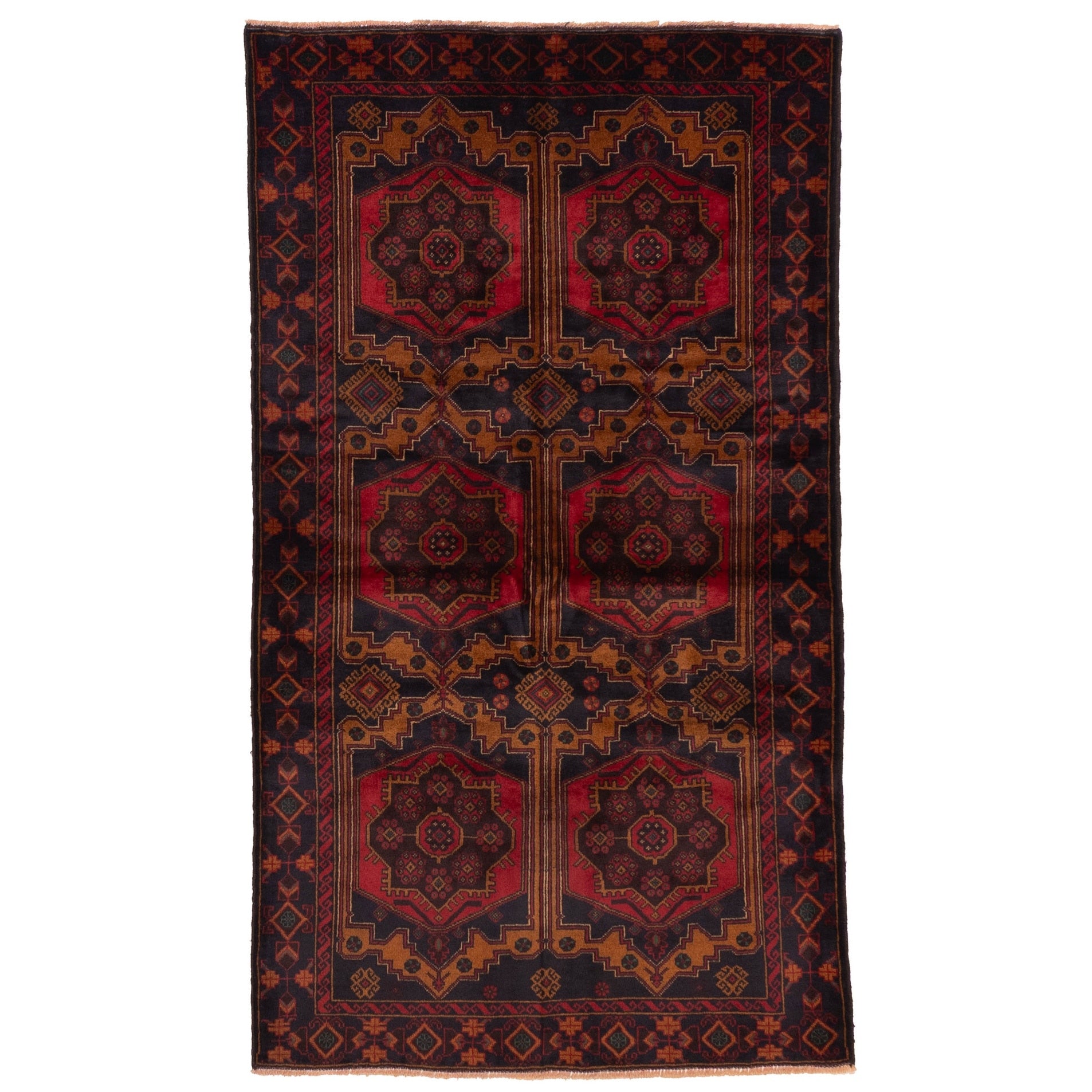 Ecarpetgallery Hand Knotted Teimani Black Red Wool Rug 310 X 68