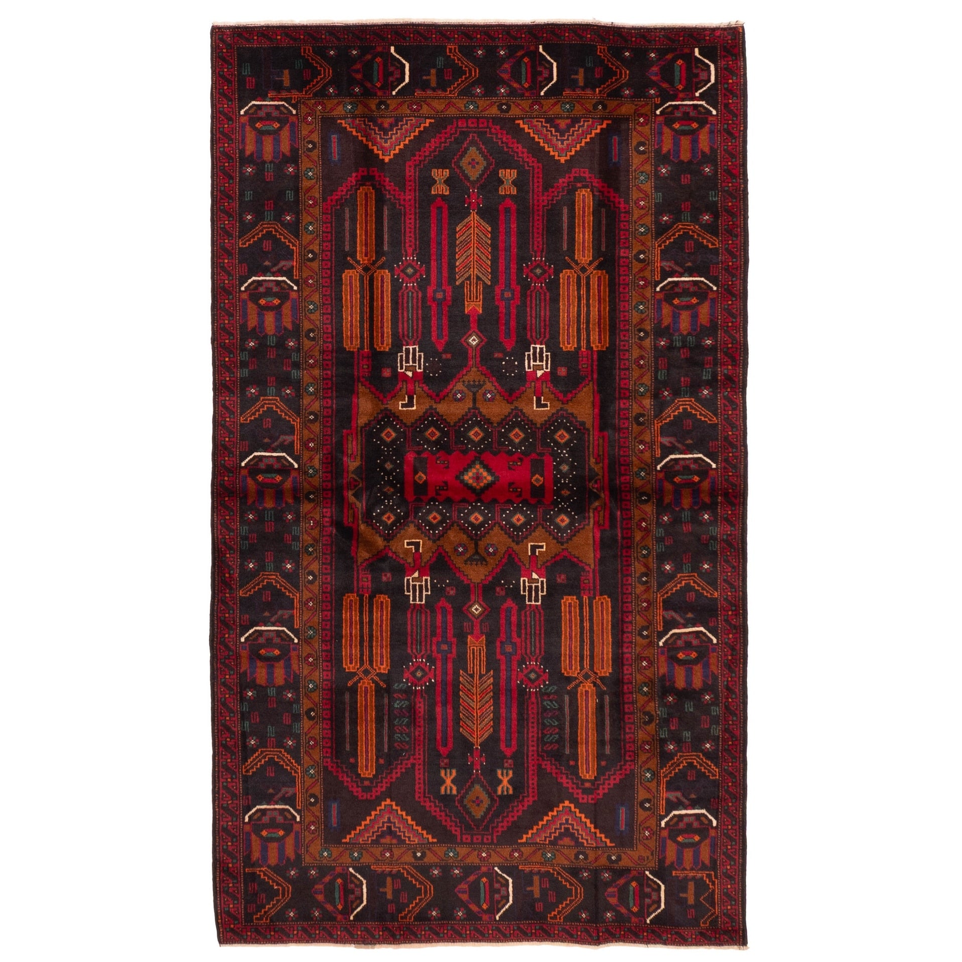 Ecarpetgallery Hand Knotted Teimani Black Red Wool Rug 310 X 611