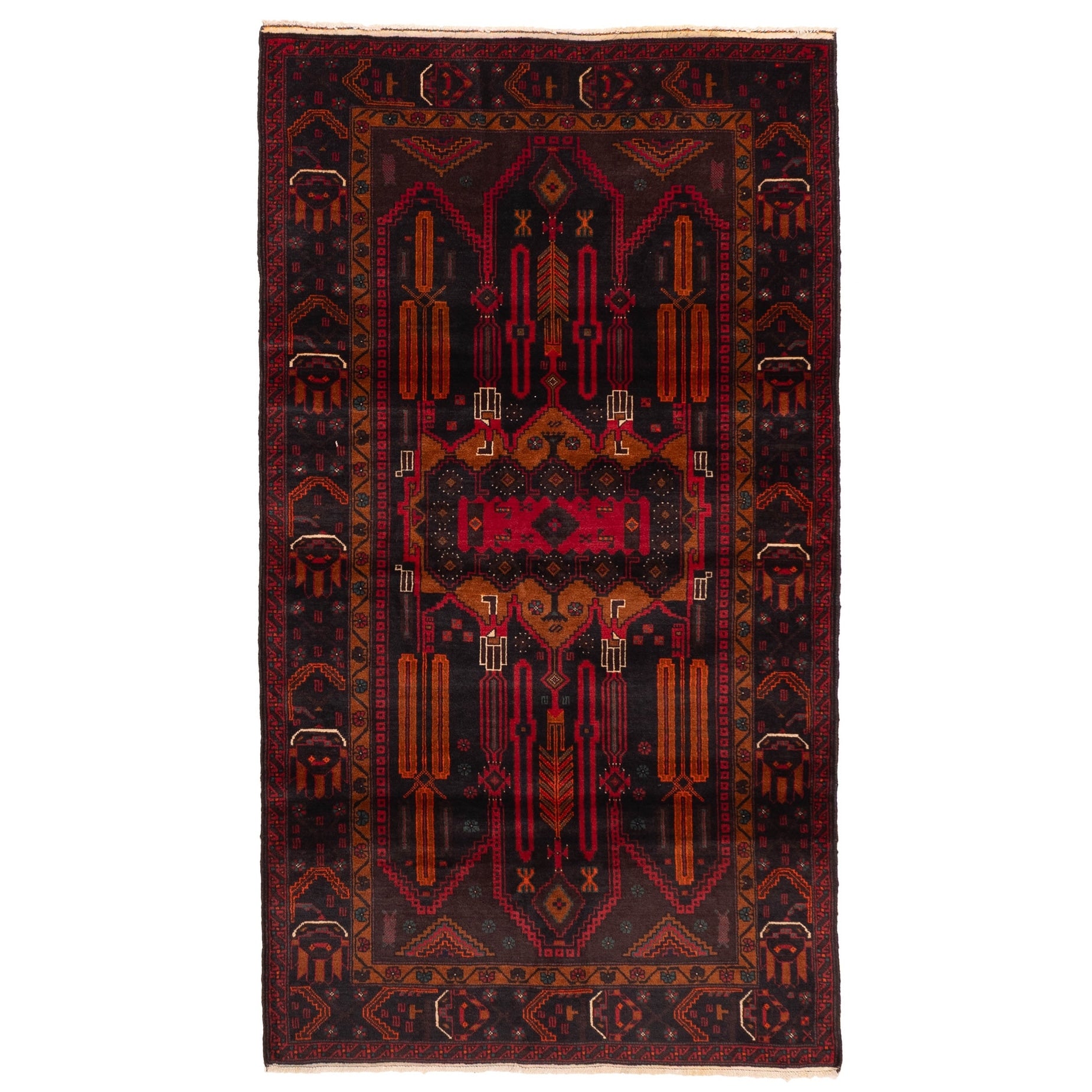 Ecarpetgallery Hand Knotted Teimani Black Red Wool Rug 310 X 69
