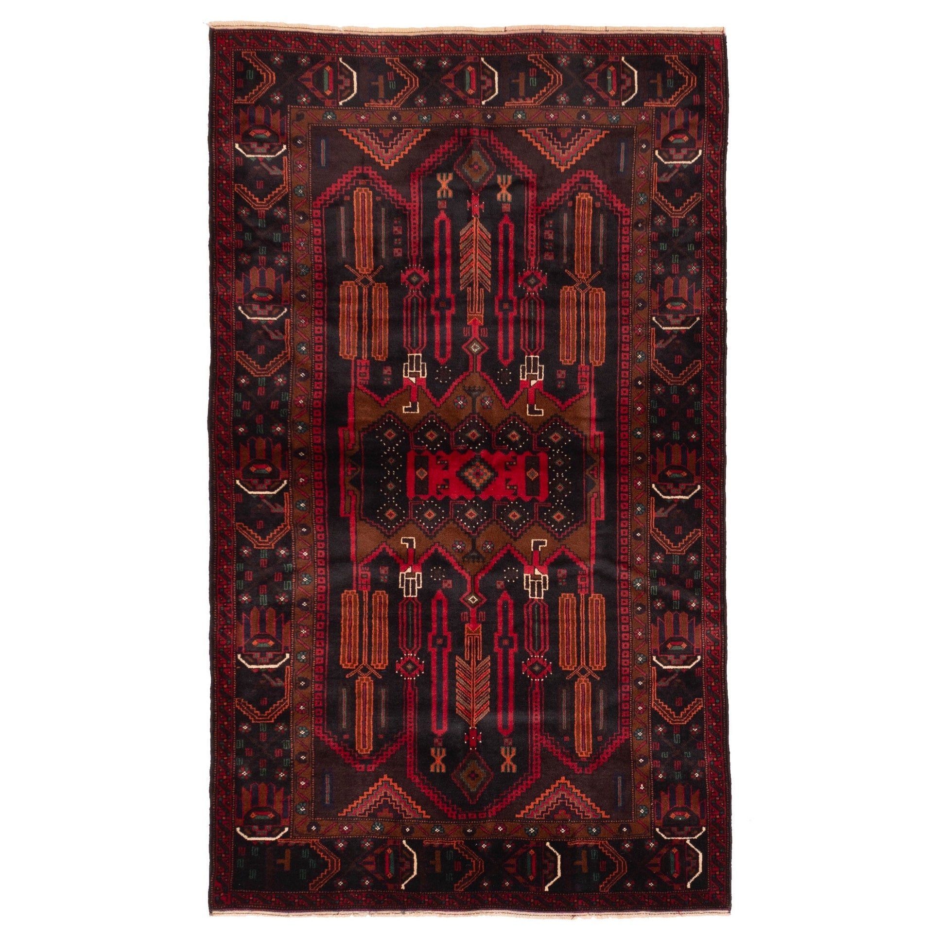 Ecarpetgallery Hand Knotted Teimani Black Red Wool Rug 41 X 71