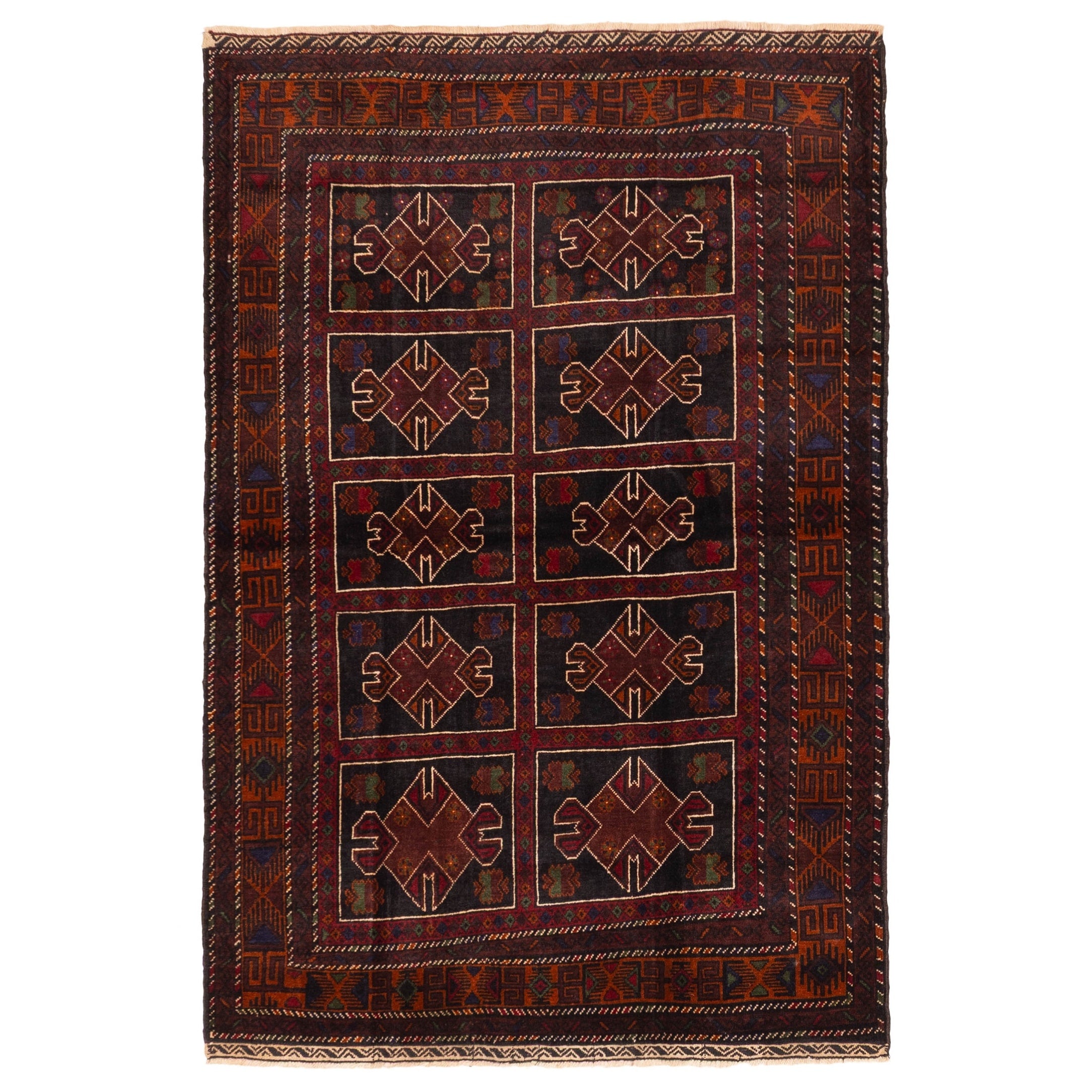 Ecarpetgallery Hand Knotted Teimani Black Red Wool Rug 41 X 62