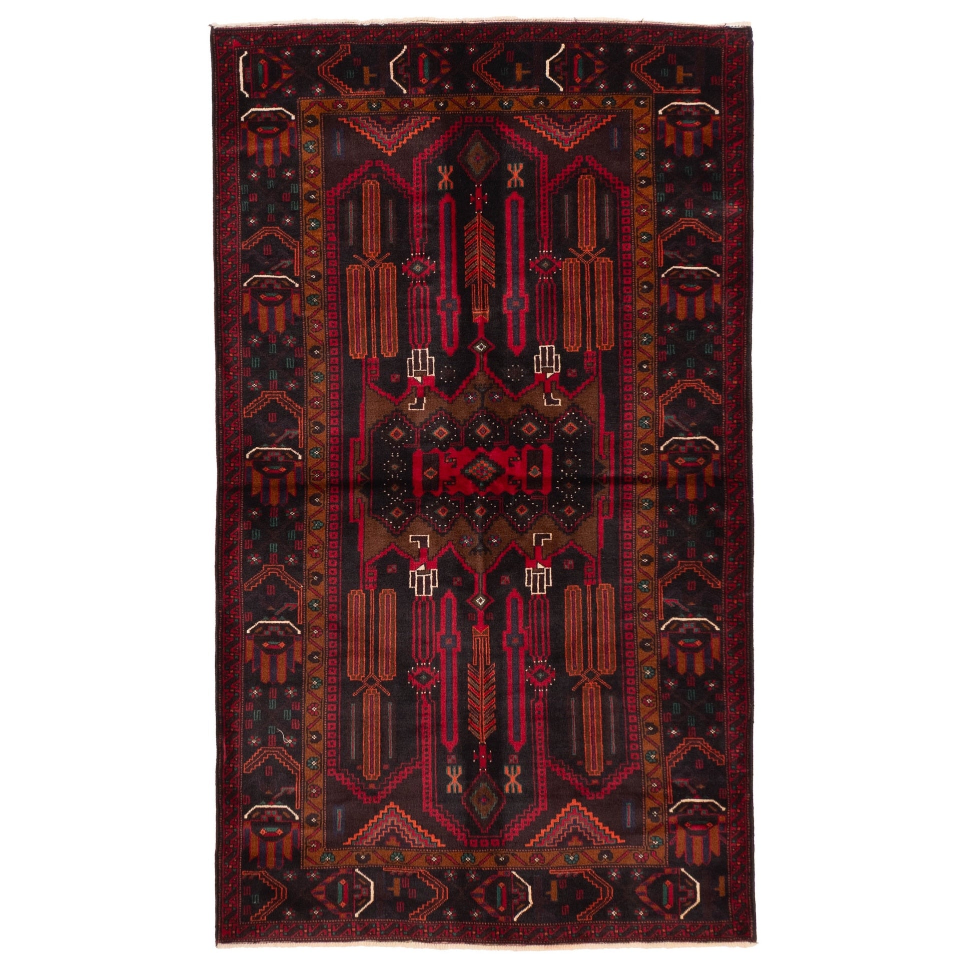 Ecarpetgallery Hand Knotted Teimani Black Red Wool Rug 311 X 69