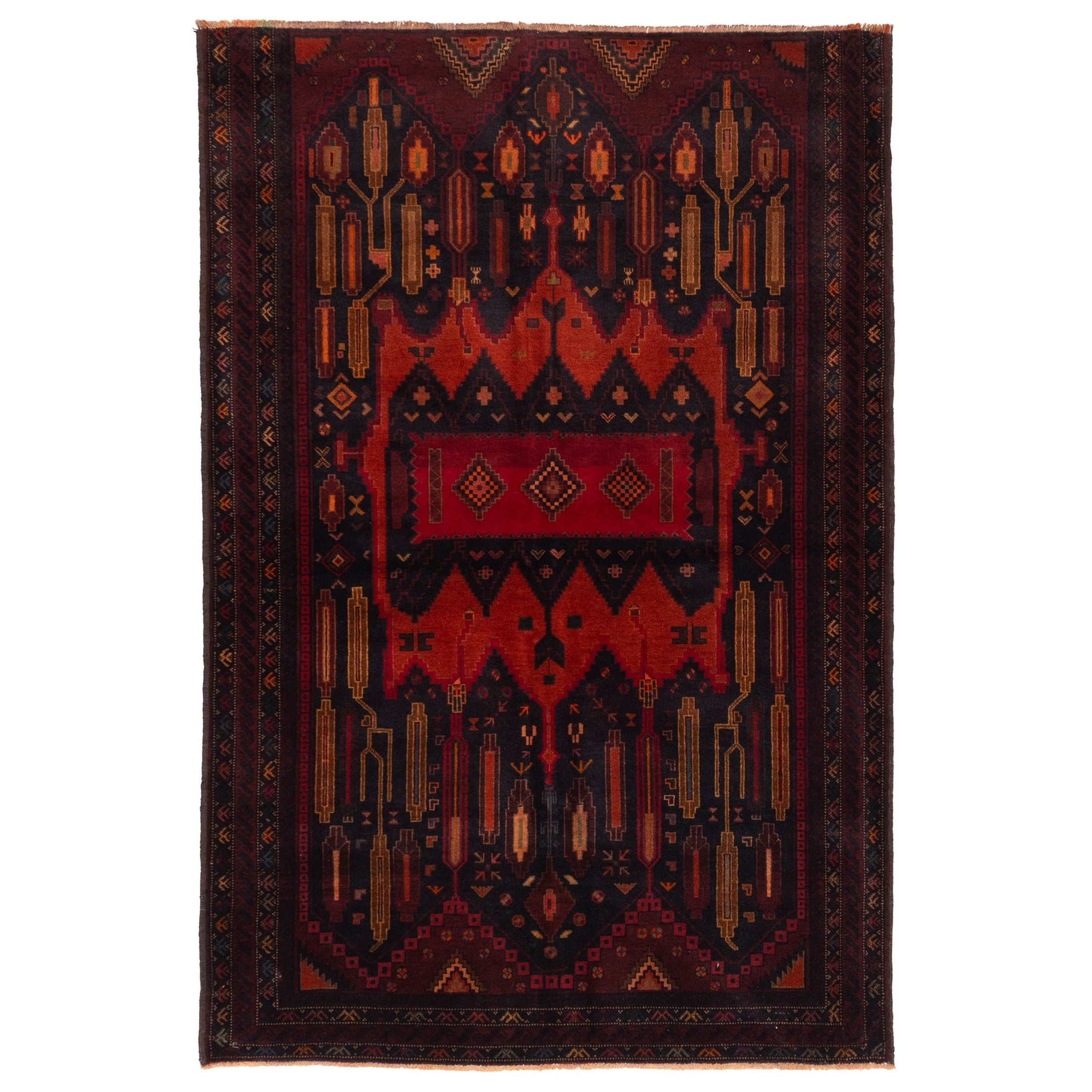Ecarpetgallery Hand Knotted Teimani Black Red Wool Rug 311 X 63