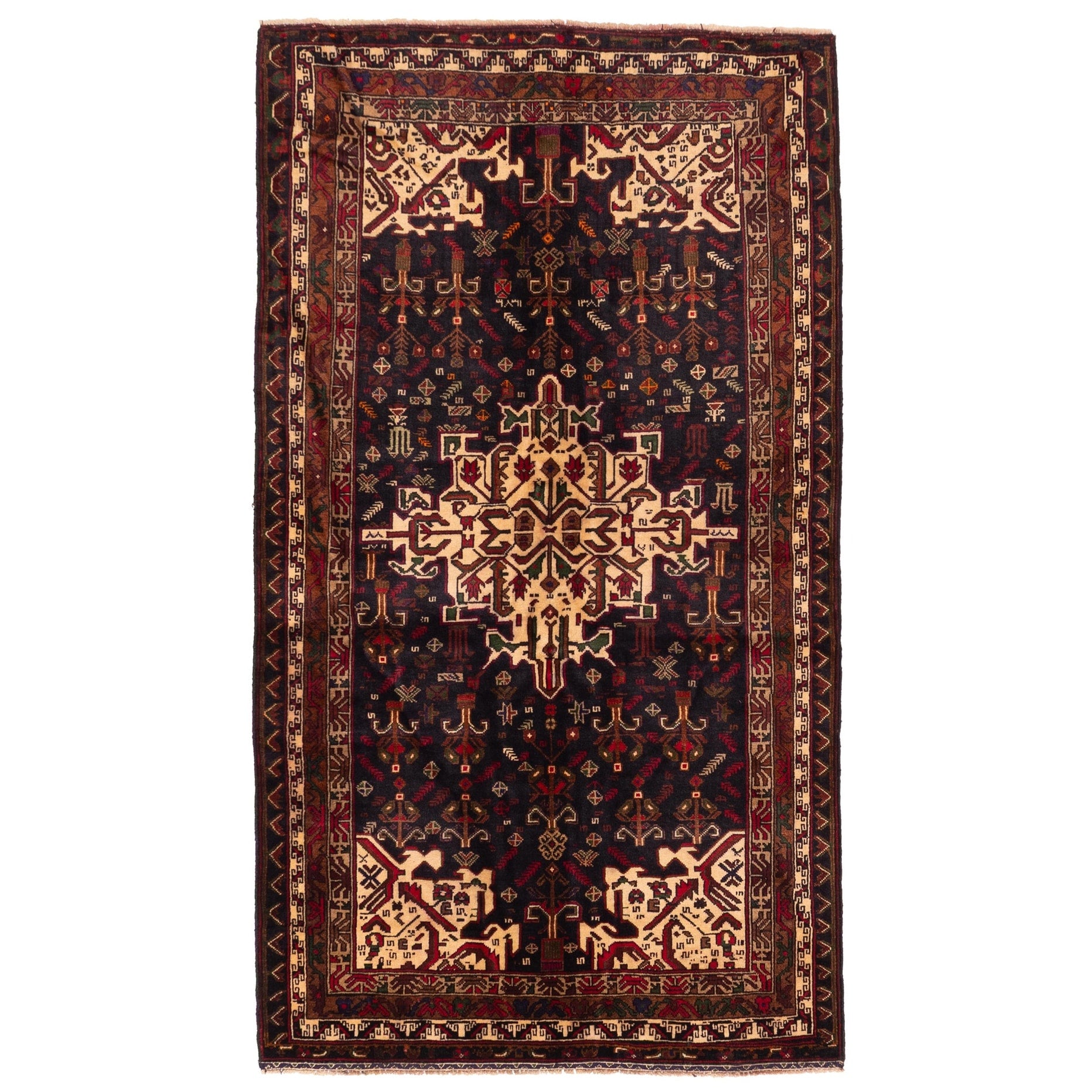 Ecarpetgallery Hand Knotted Teimani Black Red Wool Rug 39 X 67