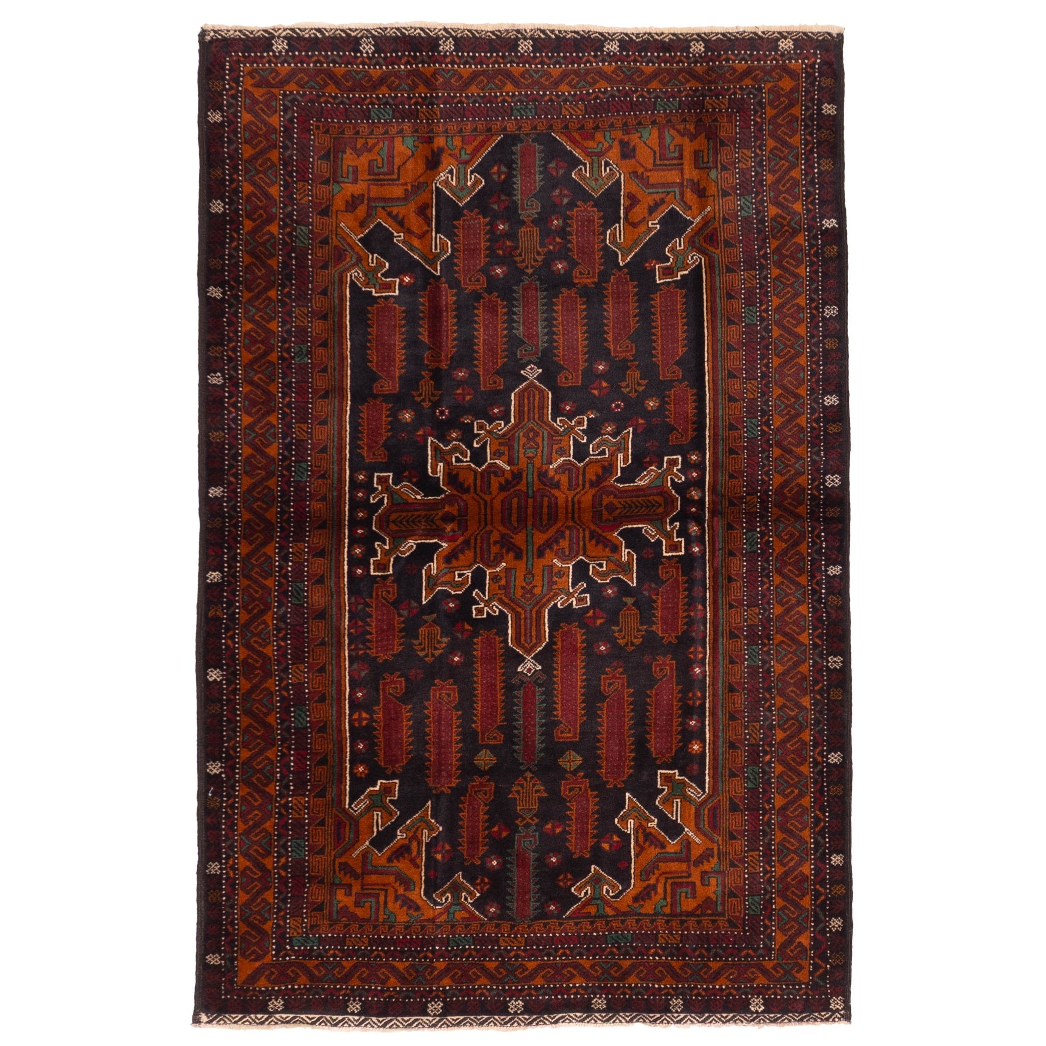 Ecarpetgallery Hand Knotted Teimani Black Rust Wool Rug 42 X 66