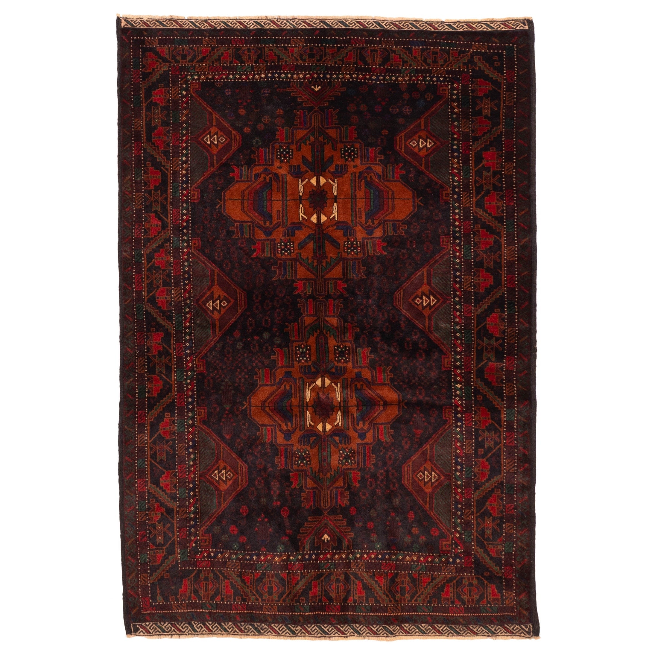 Ecarpetgallery Hand Knotted Teimani Black Rust Wool Rug 43 X 64