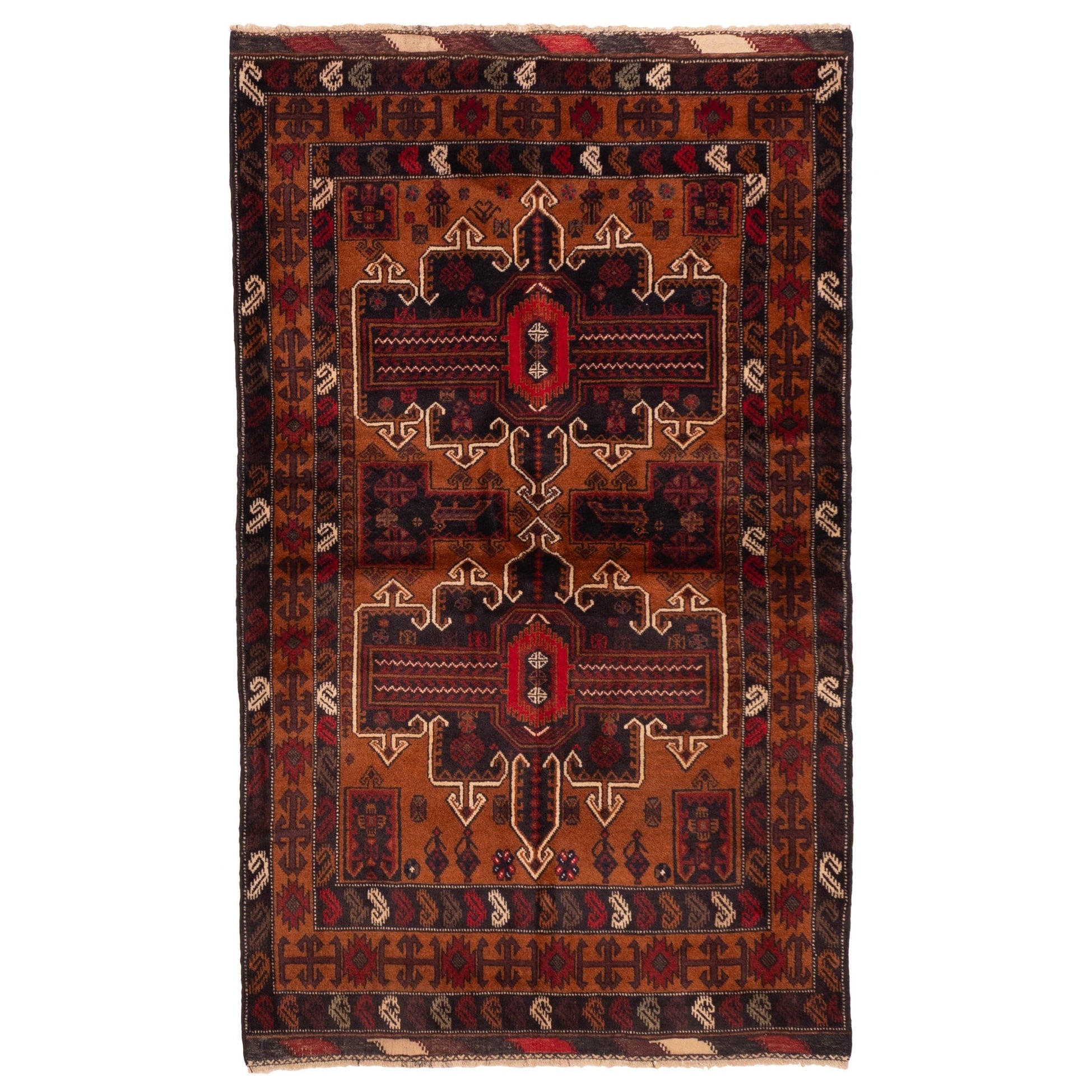 Ecarpetgallery Hand Knotted Teimani Burnt Orange Wool Rug 37 X 62