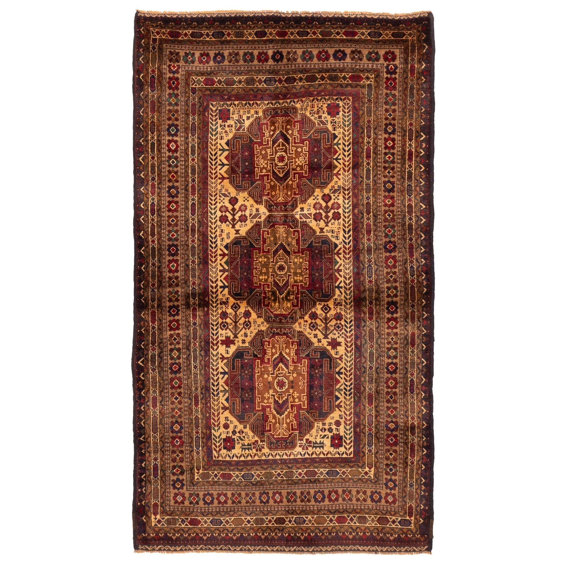 Ecarpetgallery Hand Knotted Teimani Cream Wool Rug 37 X 66