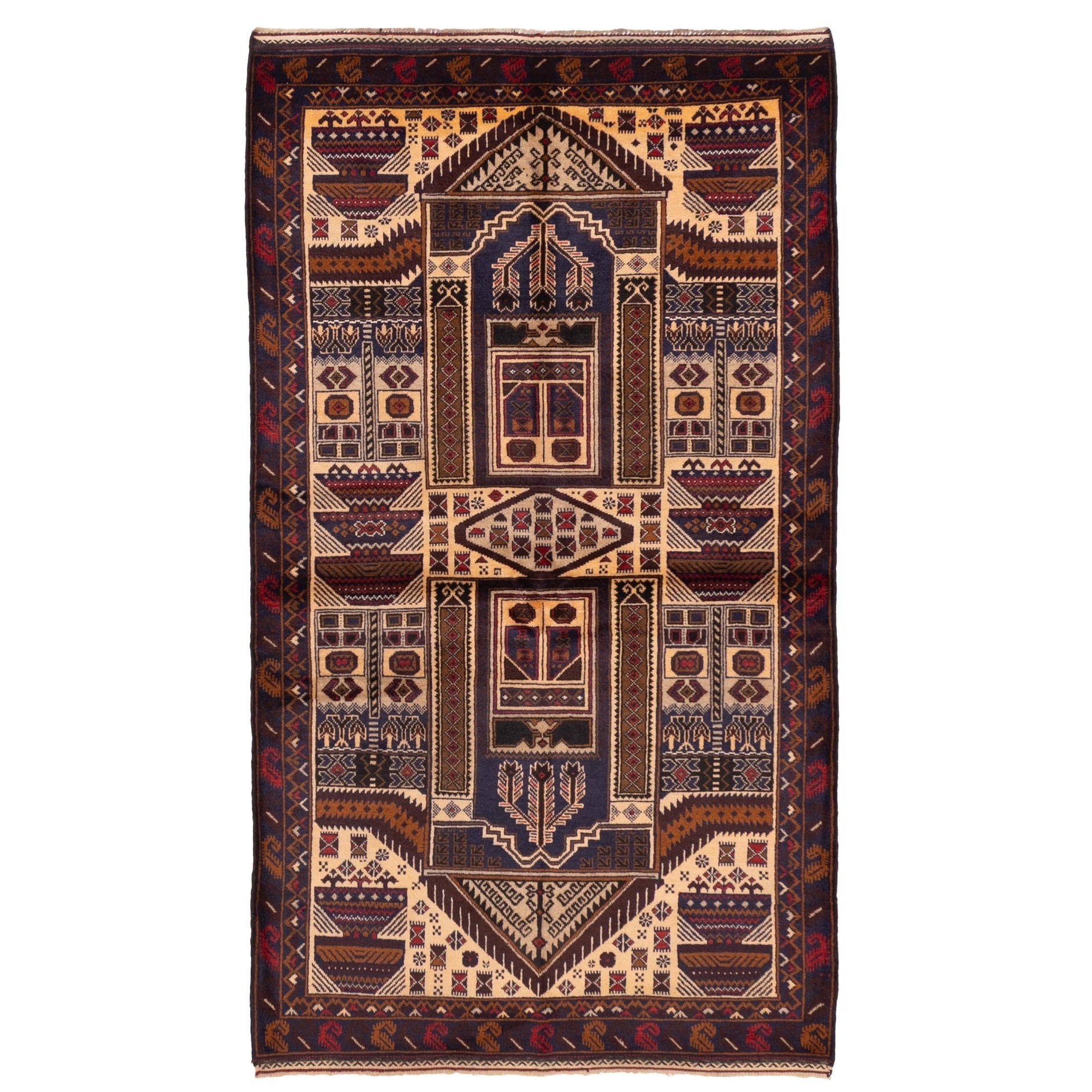 Ecarpetgallery Hand Knotted Teimani Cream Wool Rug 39 X 69