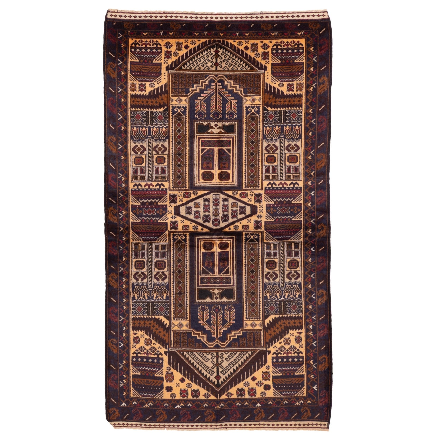 Ecarpetgallery Hand Knotted Teimani Cream Wool Rug 38 X 69