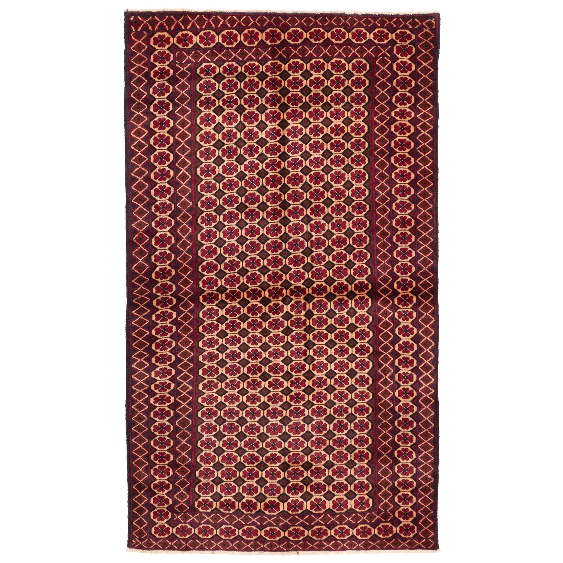 Ecarpetgallery Hand Knotted Teimani Cream Red Wool Rug 38 X 64