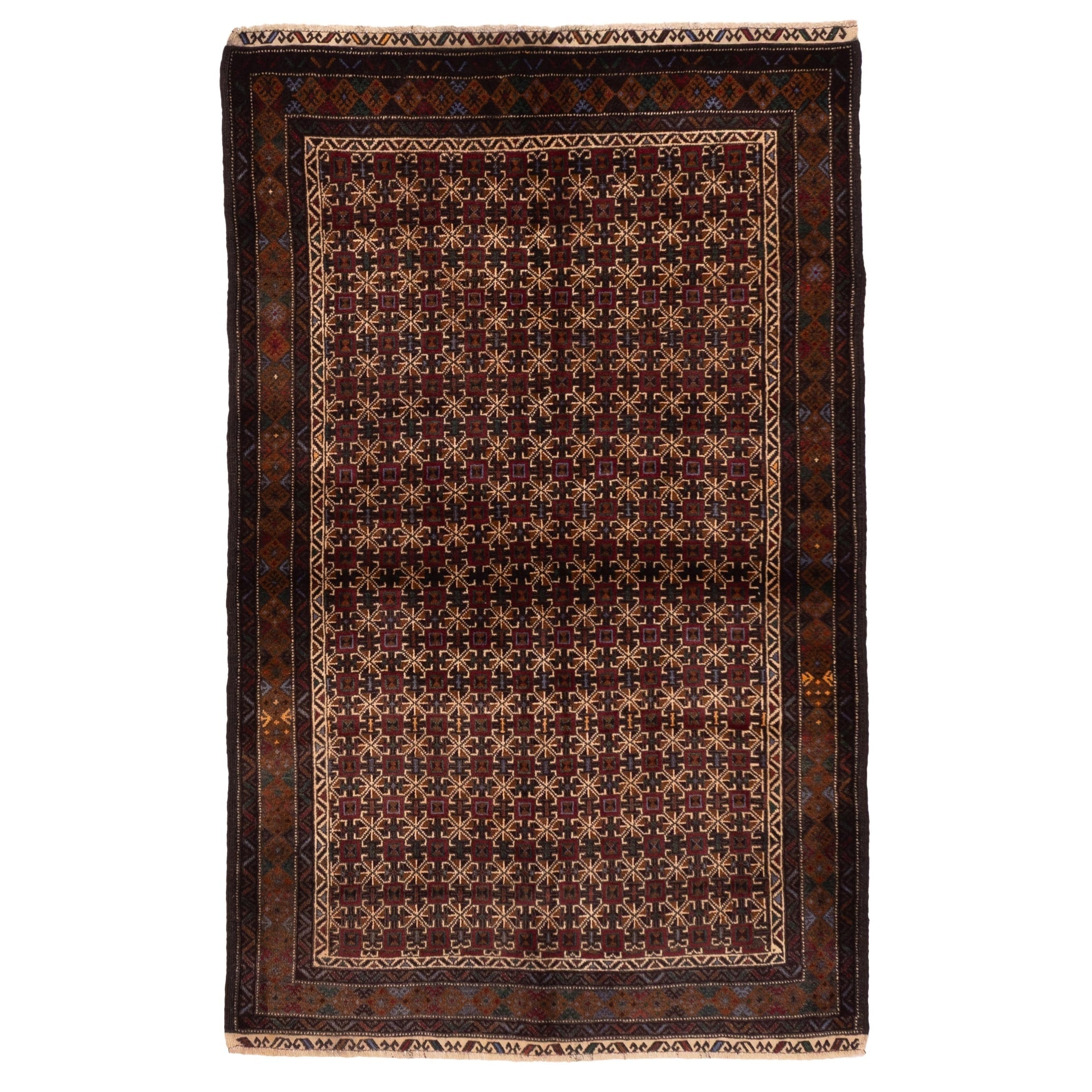 Ecarpetgallery Hand Knotted Teimani Cream Red Wool Rug 40 X 63