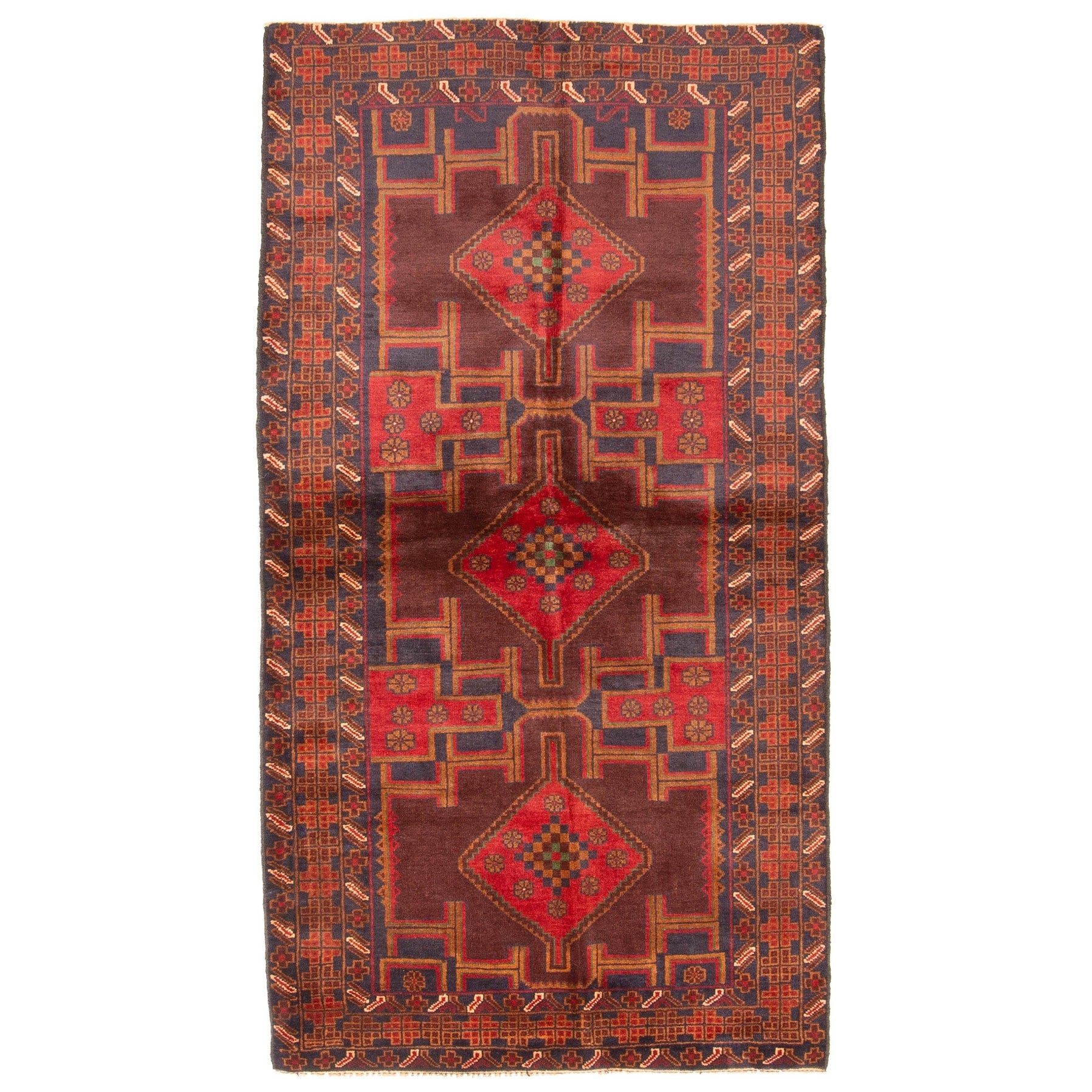 Ecarpetgallery Hand Knotted Teimani Dark Brown Wool Rug 35 X 66