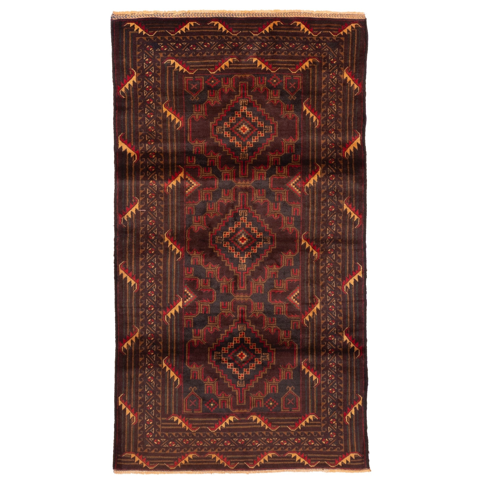 Ecarpetgallery Hand Knotted Teimani Dark Brown Wool Rug 37 X 69