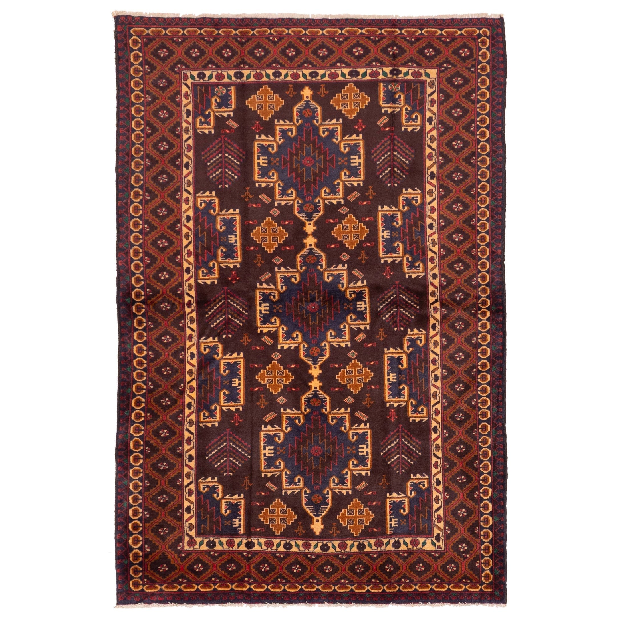 Ecarpetgallery Hand Knotted Teimani Dark Brown Wool Rug 44 X 68