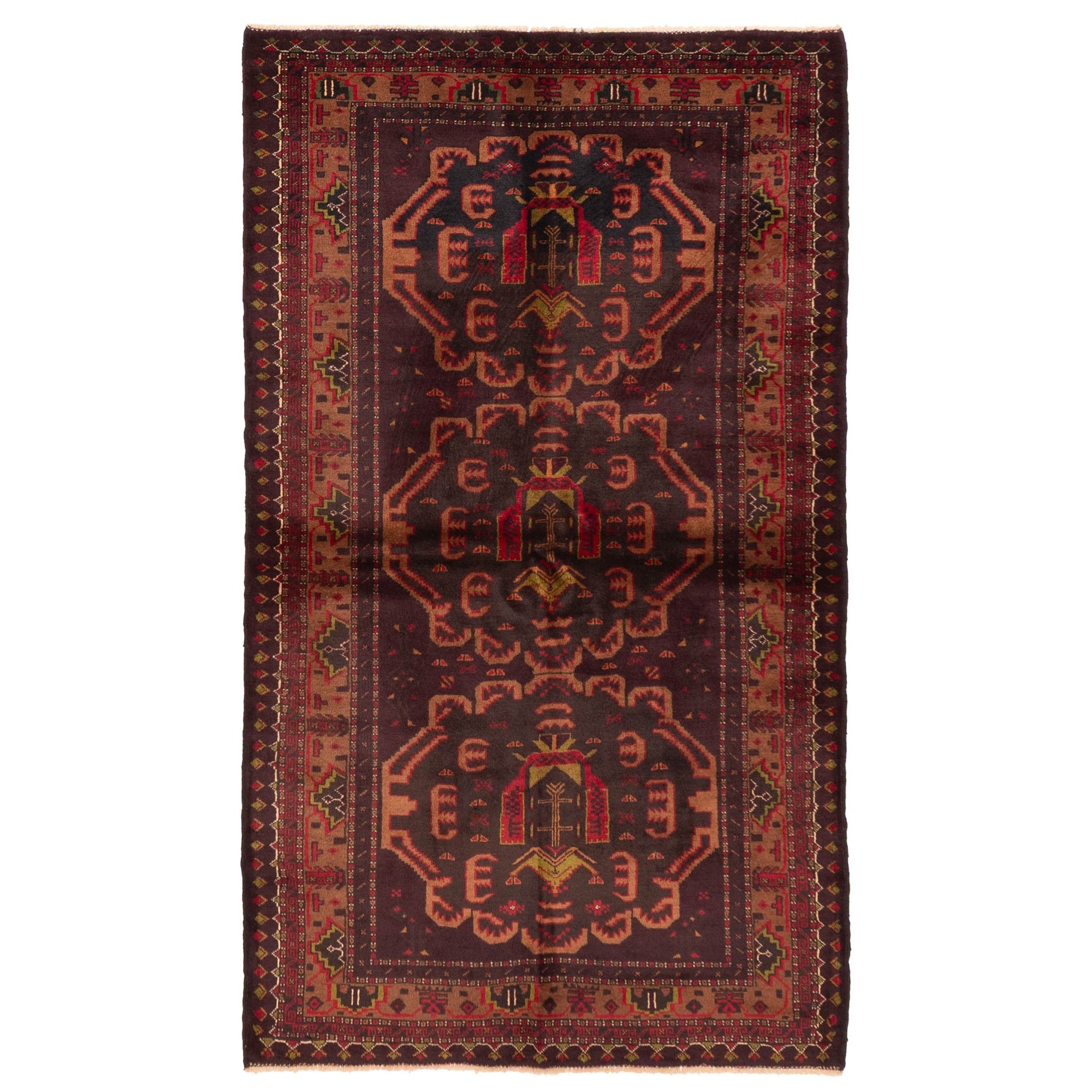 Ecarpetgallery Hand Knotted Teimani Dark Brown Wool Rug 38 X 63