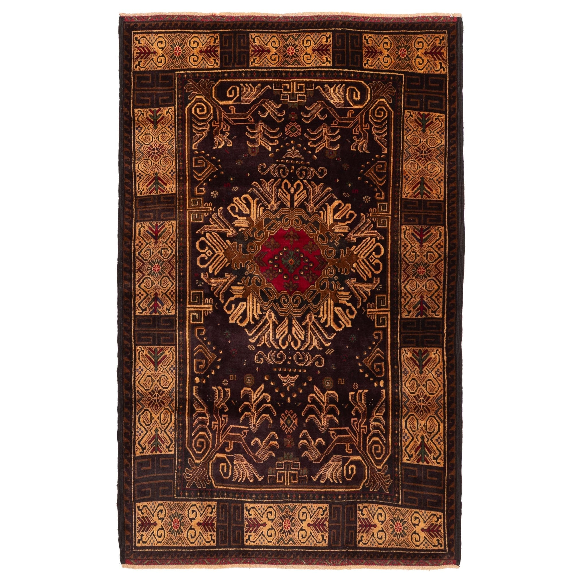 Ecarpetgallery Hand Knotted Teimani Dark Brown Wool Rug 42 X 69