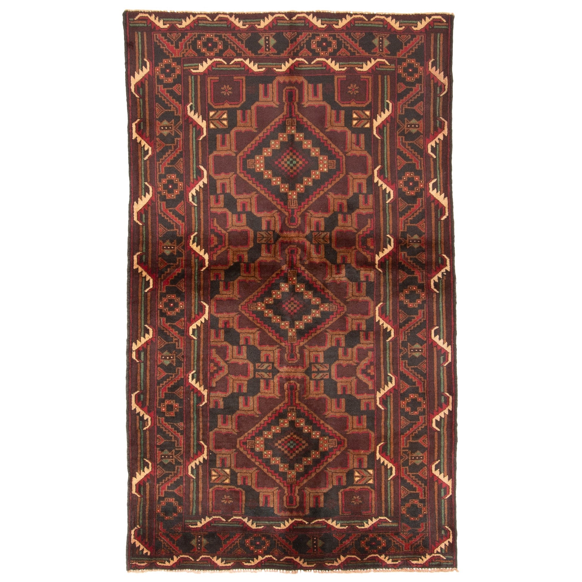 Ecarpetgallery Hand Knotted Teimani Dark Brown Wool Rug 37 X 60
