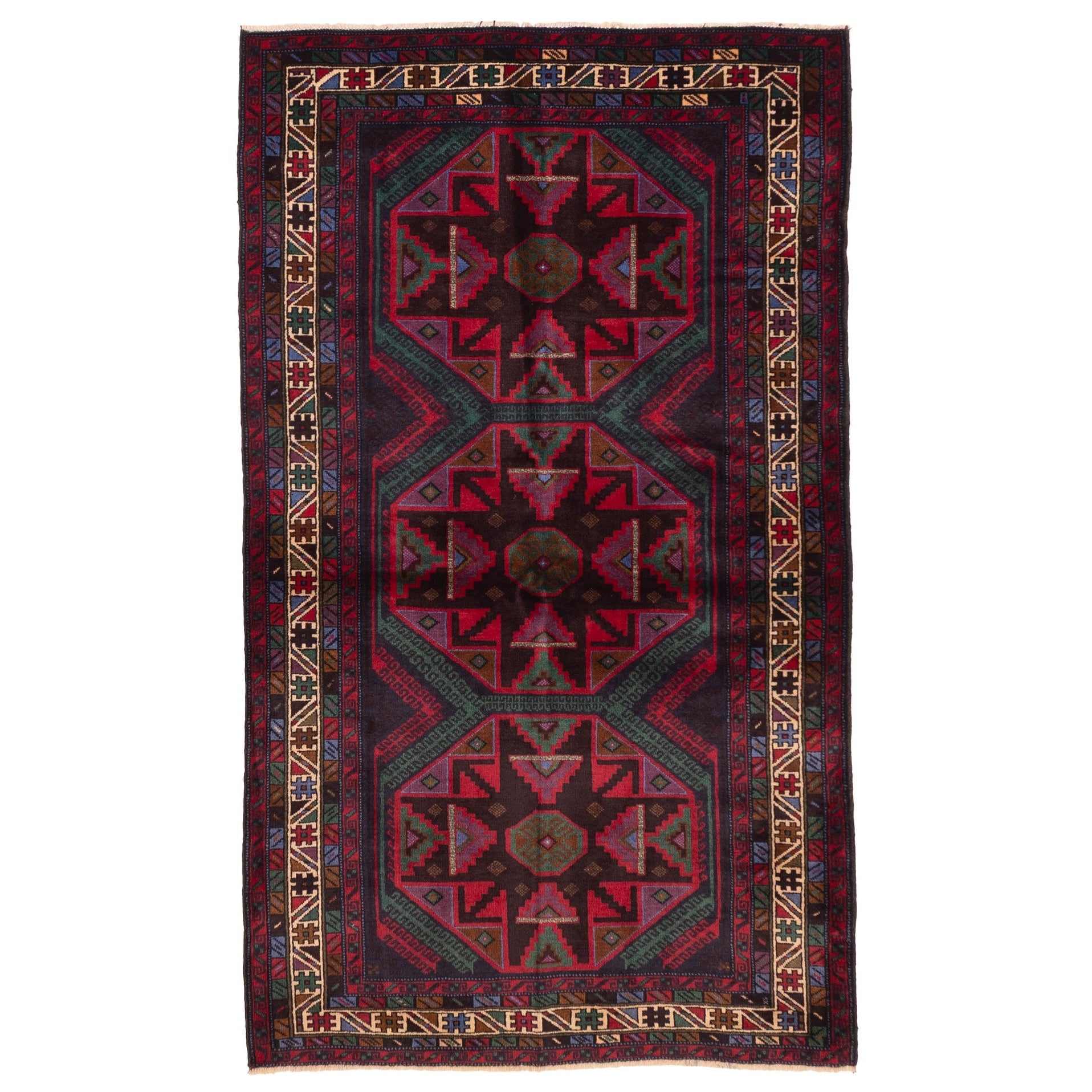 Ecarpetgallery Hand Knotted Teimani Dark Brown Red Wool Rug 39 X 66