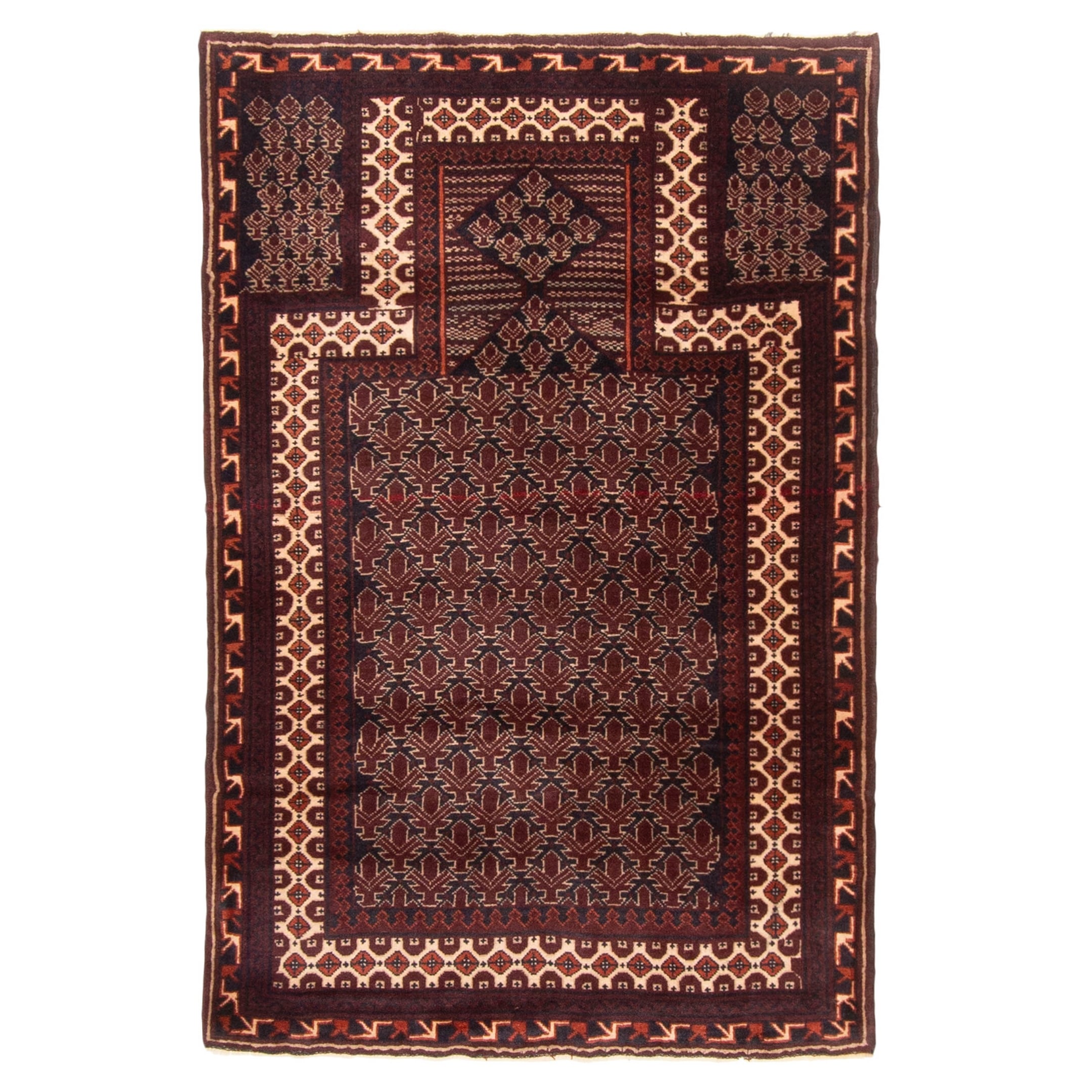 Ecarpetgallery Hand Knotted Teimani Dark Burgundy Wool Rug 30 X 47