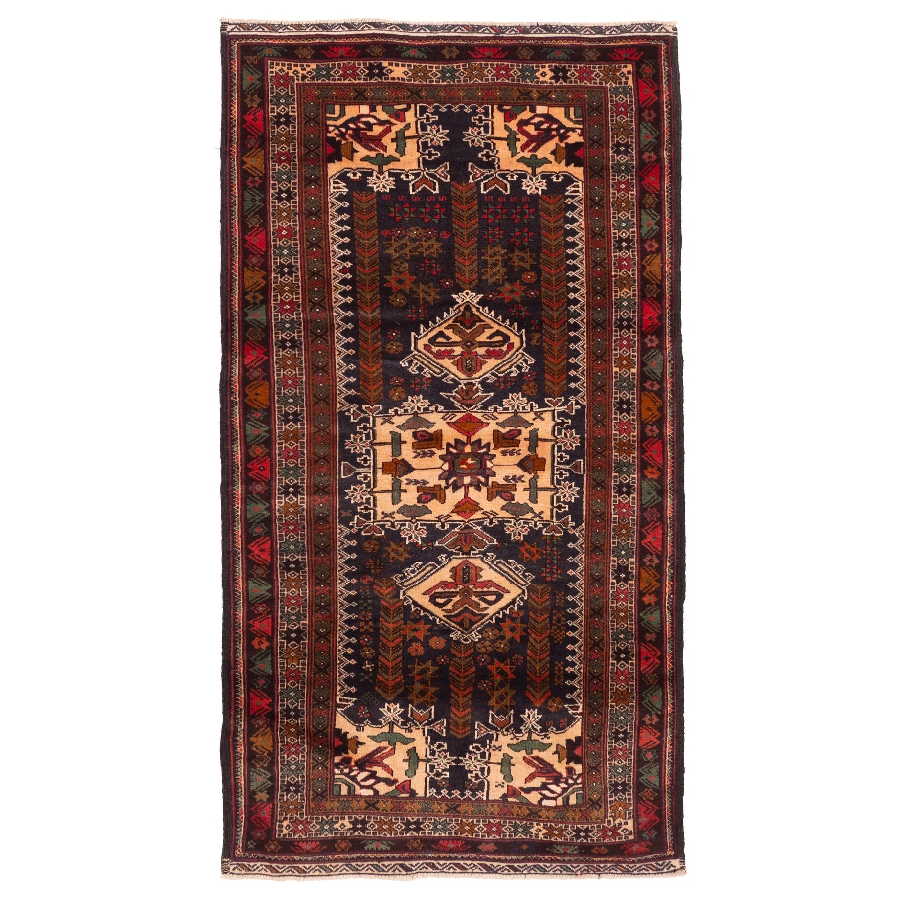 Ecarpetgallery Hand Knotted Teimani Dark Navy Wool Rug 36 X 67