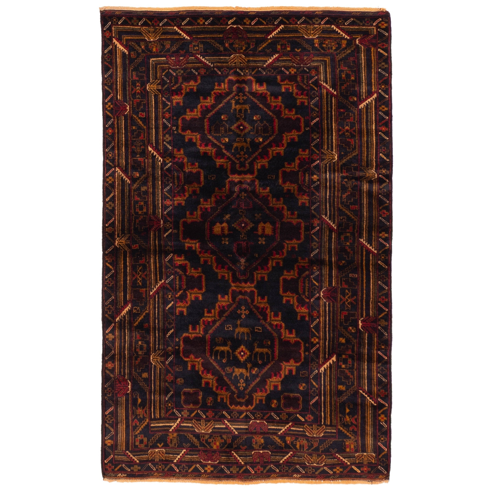 Ecarpetgallery Hand Knotted Teimani Dark Navy Wool Rug 310 X 62