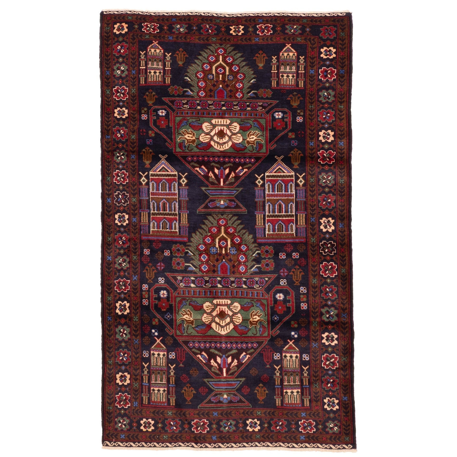Ecarpetgallery Hand Knotted Teimani Dark Navy Wool Rug 39 X 67