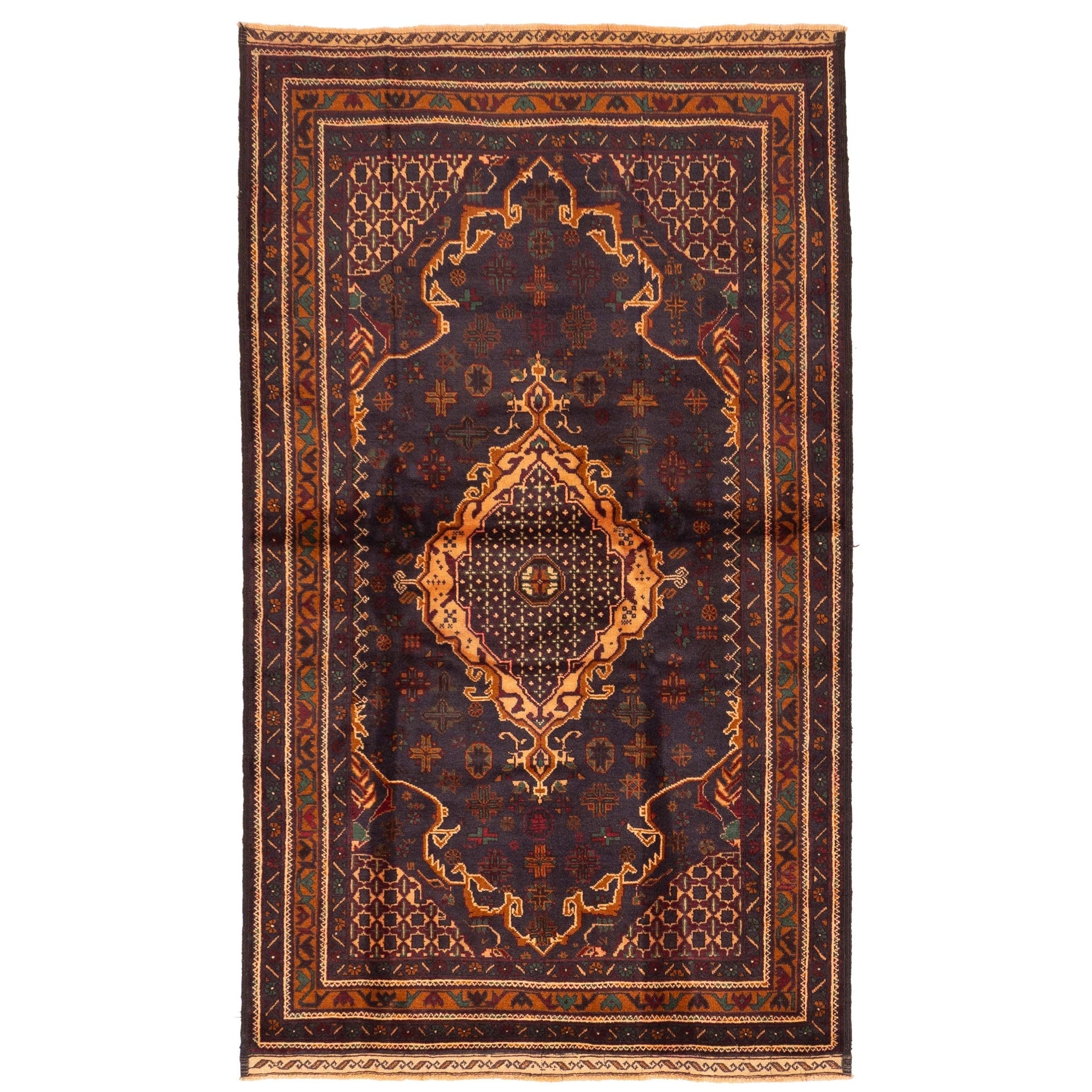 Ecarpetgallery Hand Knotted Teimani Dark Navy Wool Rug 40 X 69