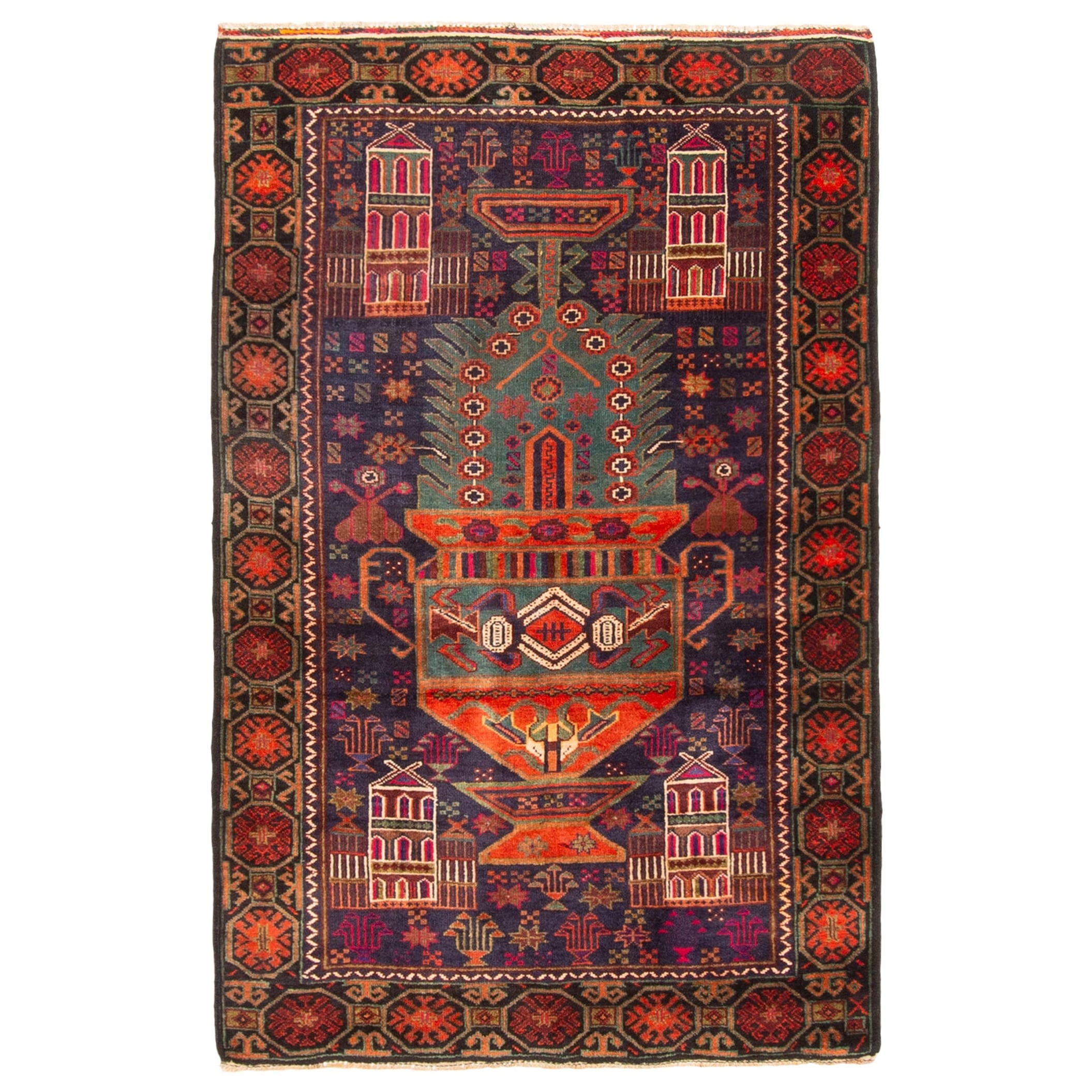 Ecarpetgallery Hand Knotted Teimani Dark Navy Wool Rug 211 X 47