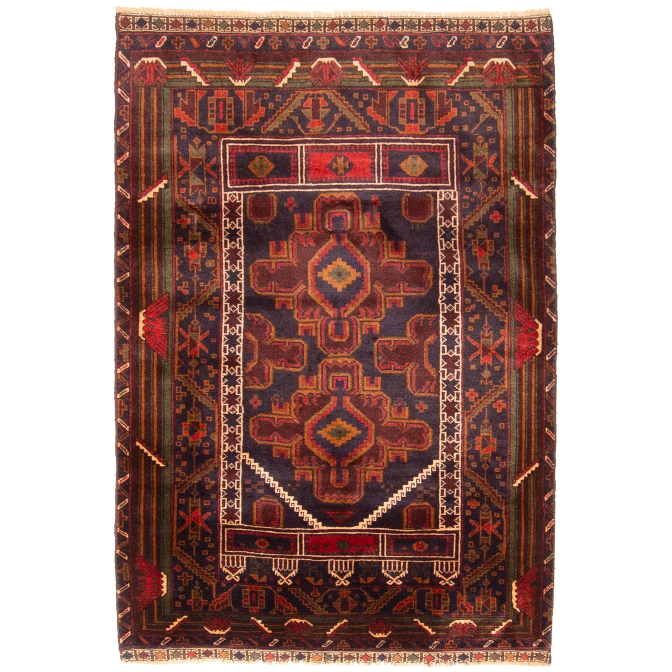 Ecarpetgallery Hand Knotted Teimani Dark Navy Wool Rug 210 X 44