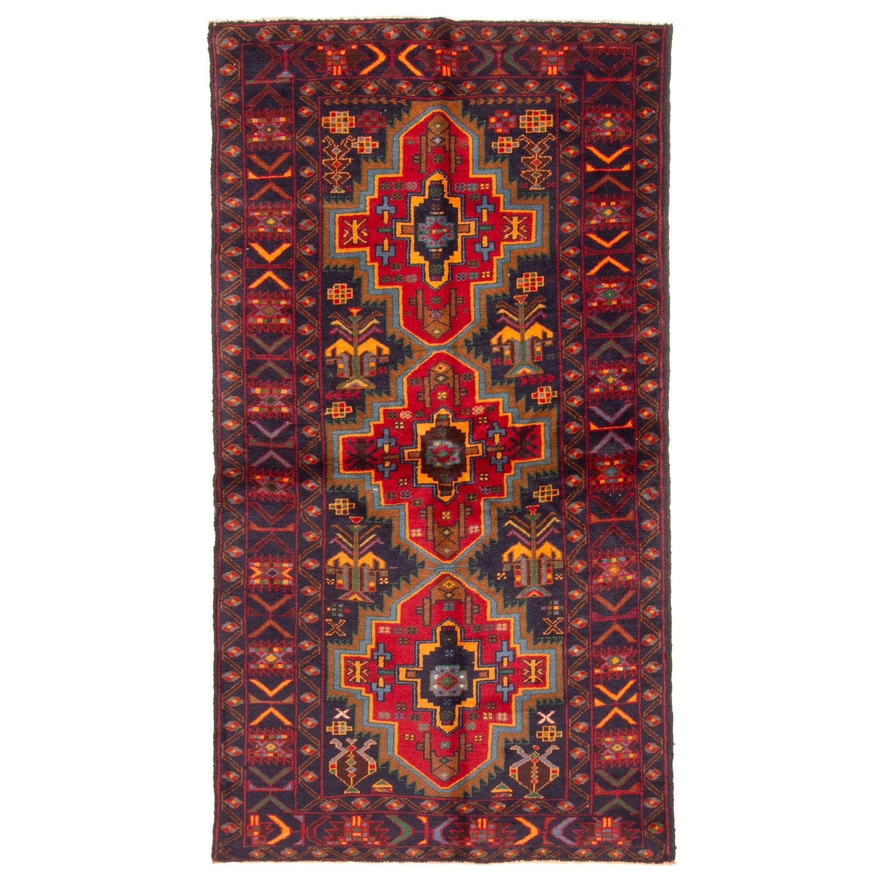 Ecarpetgallery Hand Knotted Teimani Dark Navy Wool Rug 34 X 64