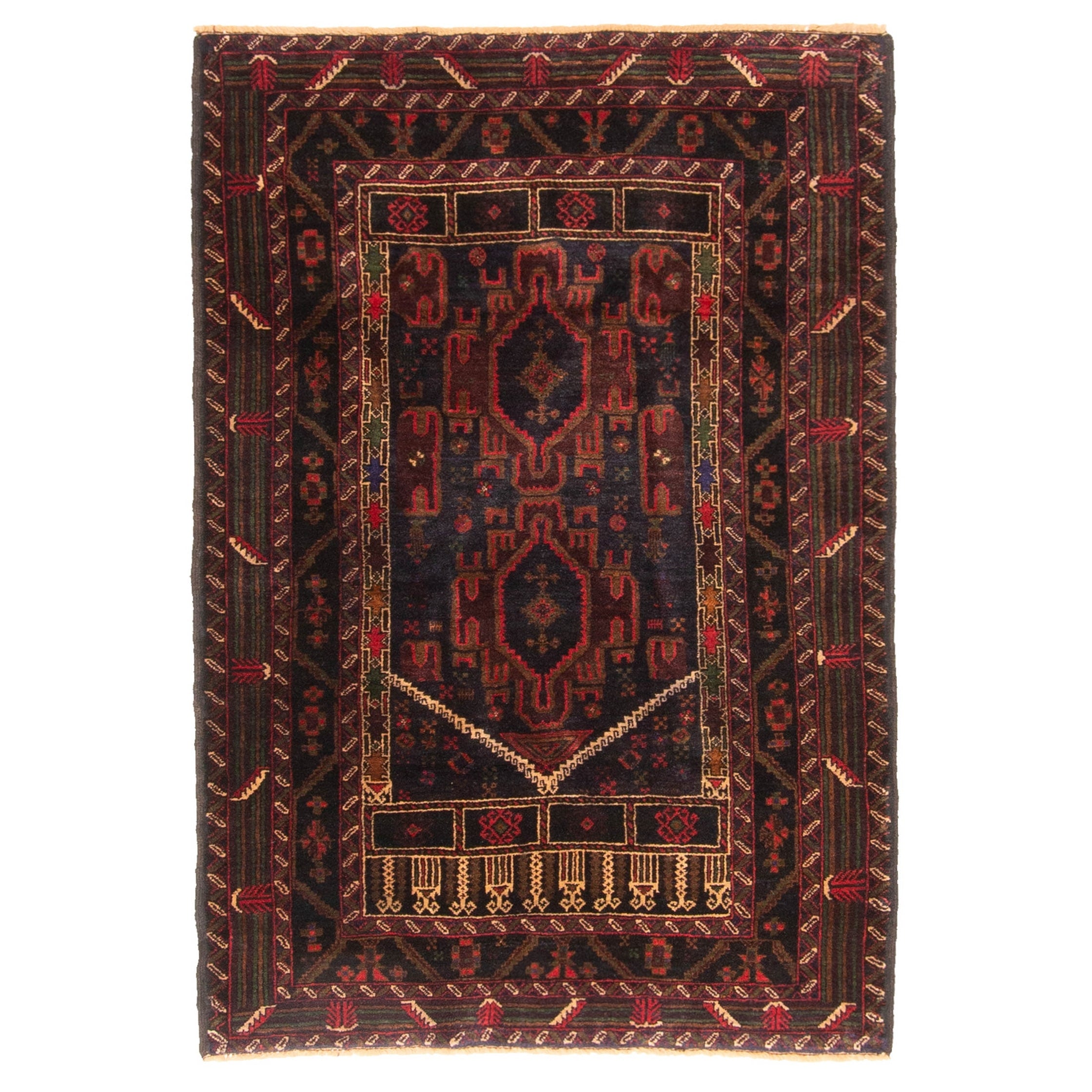Ecarpetgallery Hand Knotted Teimani Dark Navy Wool Rug 32 X 48