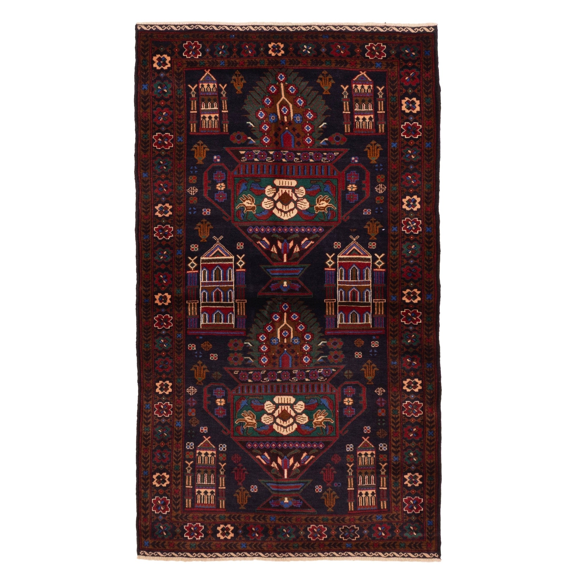 Ecarpetgallery Hand Knotted Teimani Dark Navy Wool Rug 38 X 67
