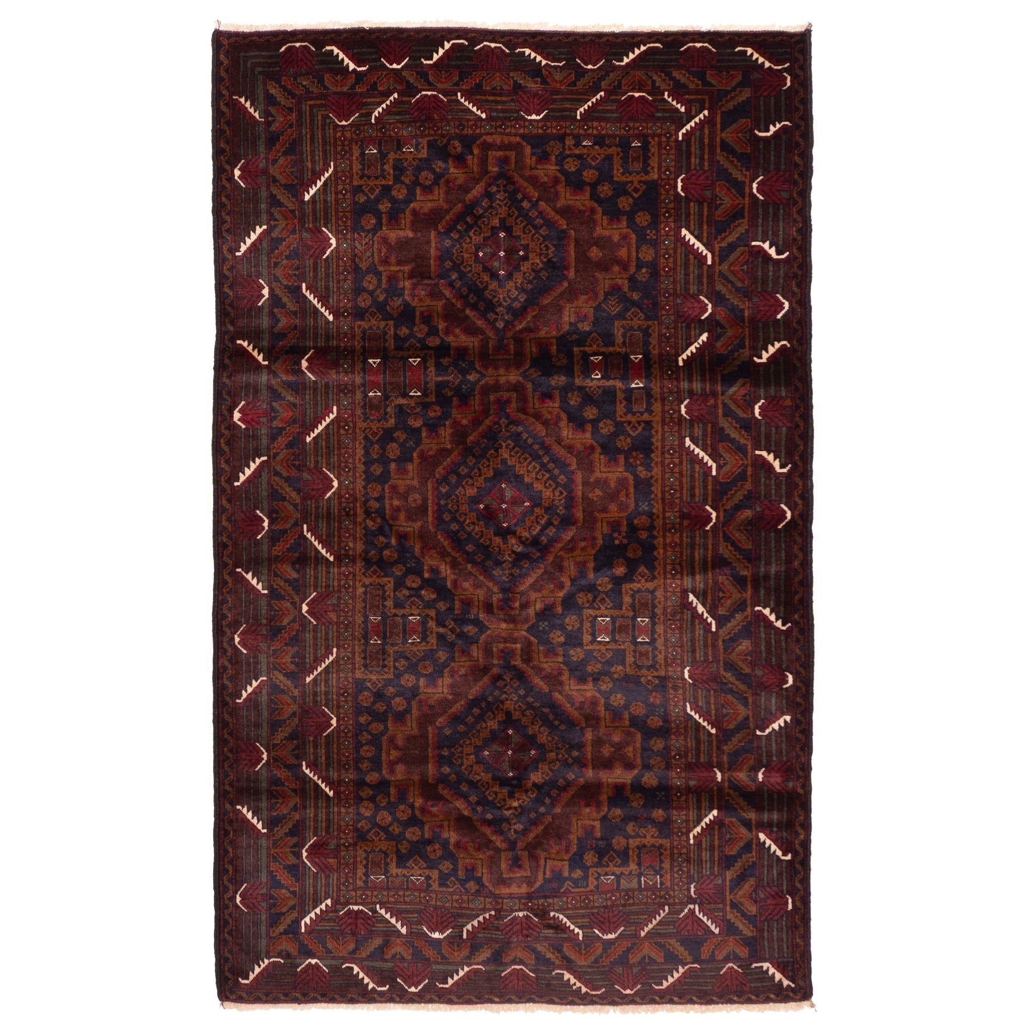 Ecarpetgallery Hand Knotted Teimani Dark Navy Dark Red Wool Rug 39 X 64