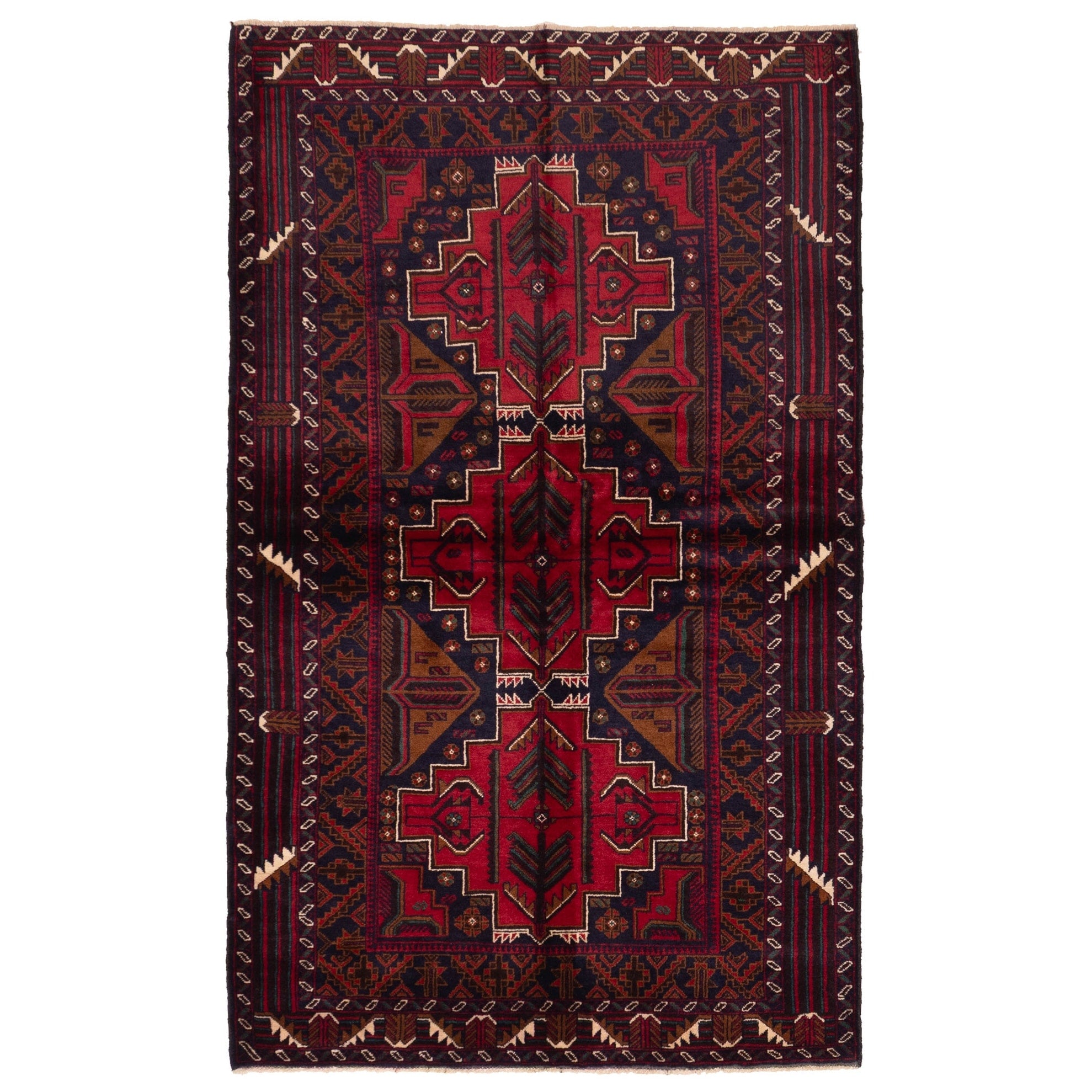 Ecarpetgallery Hand Knotted Teimani Dark Navy Red Wool Rug 40 X 67