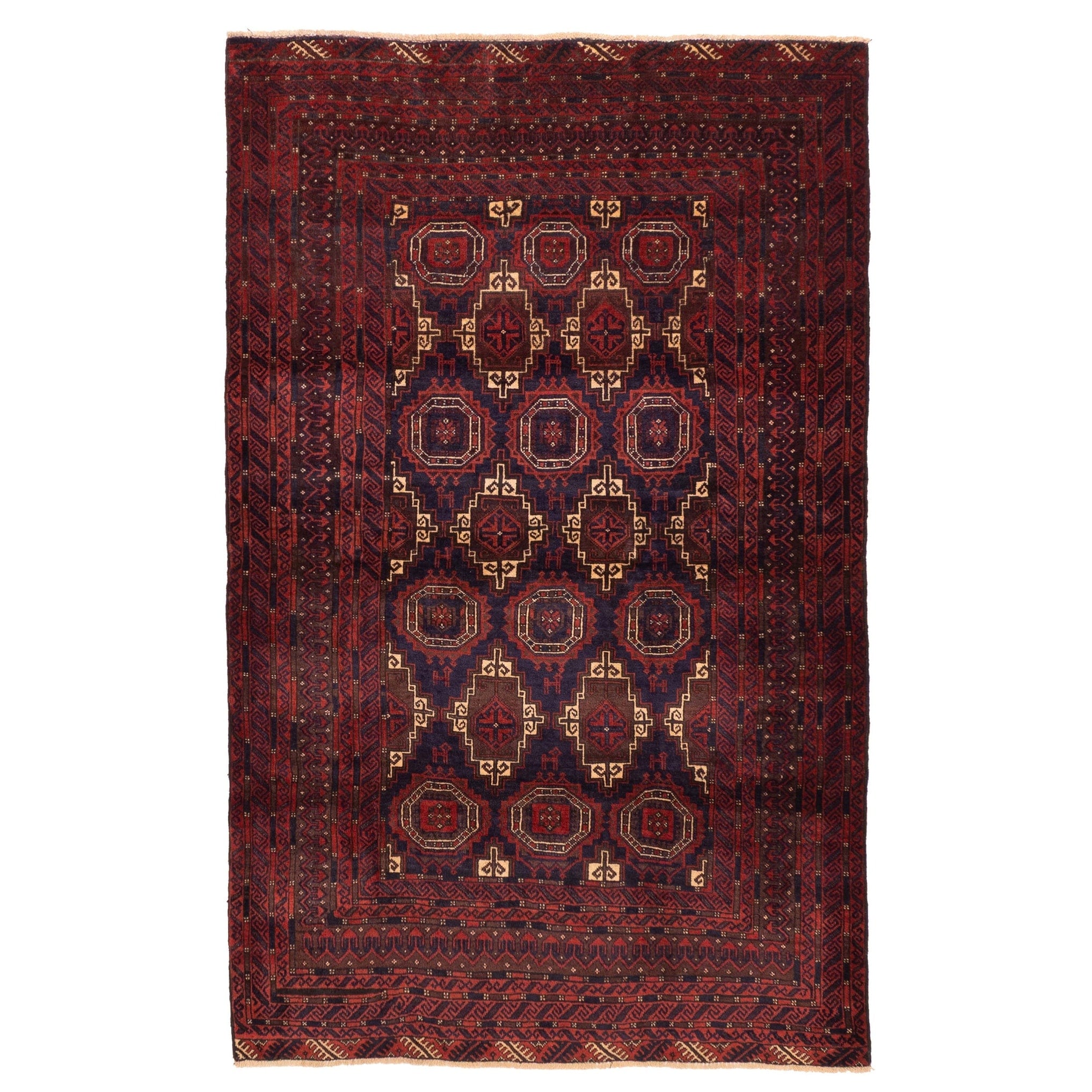 Ecarpetgallery Hand Knotted Teimani Dark Navy Red Wool Rug 42 X 610