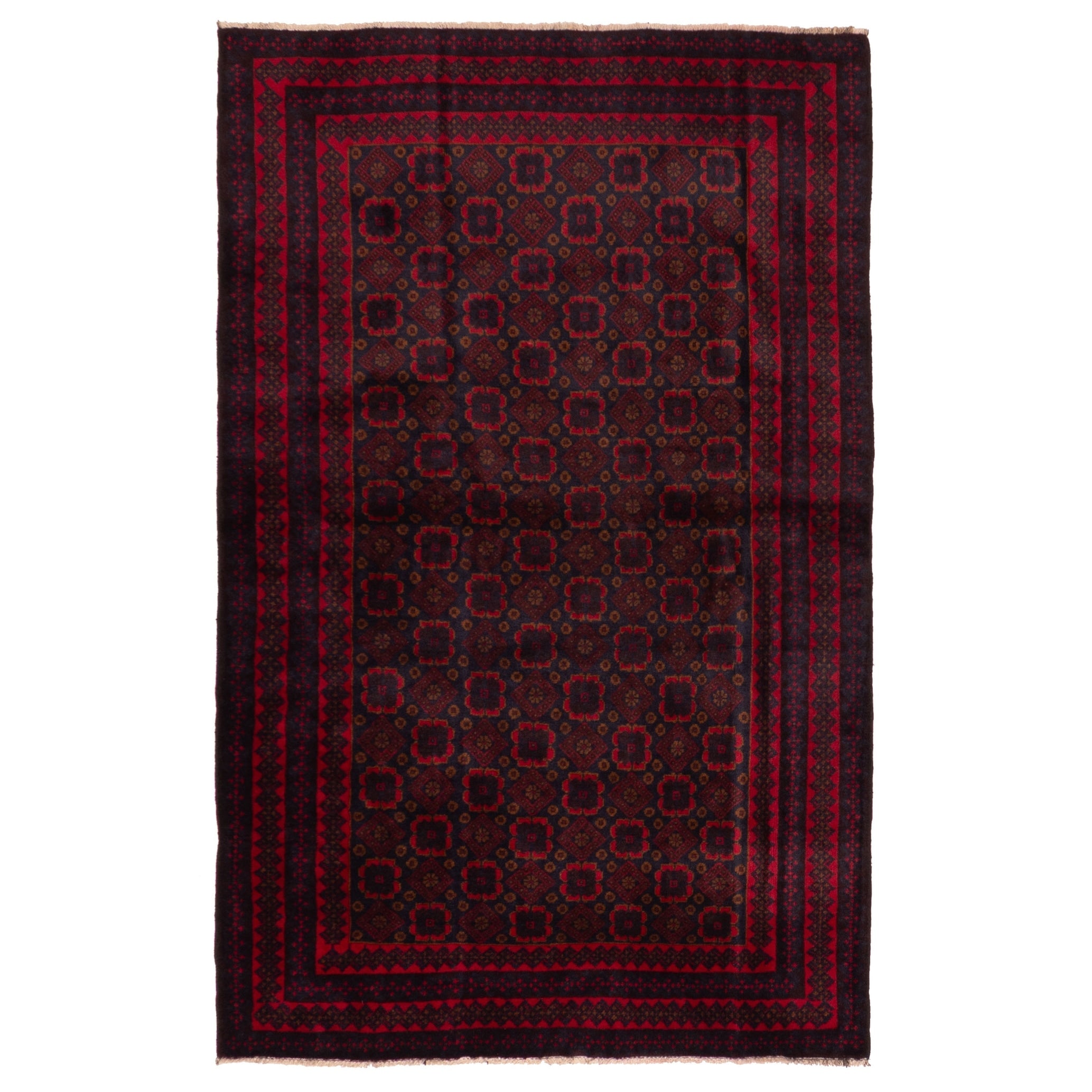 Ecarpetgallery Hand Knotted Teimani Dark Navy Red Wool Rug 40 X 66