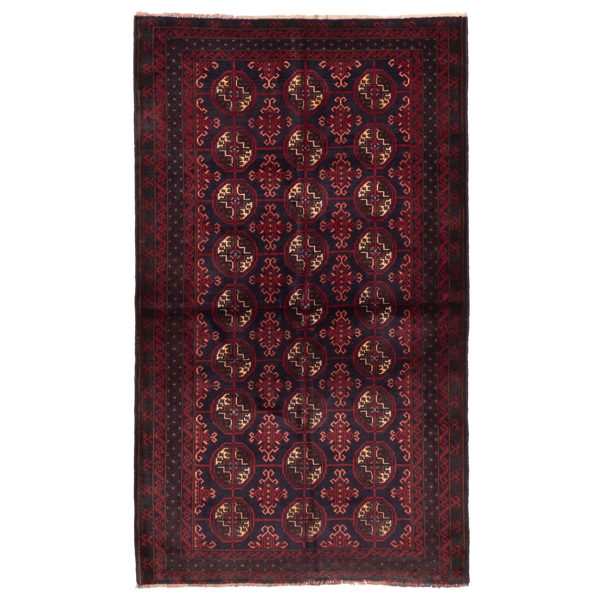 Ecarpetgallery Hand Knotted Teimani Dark Navy Red Wool Rug 35 X 59