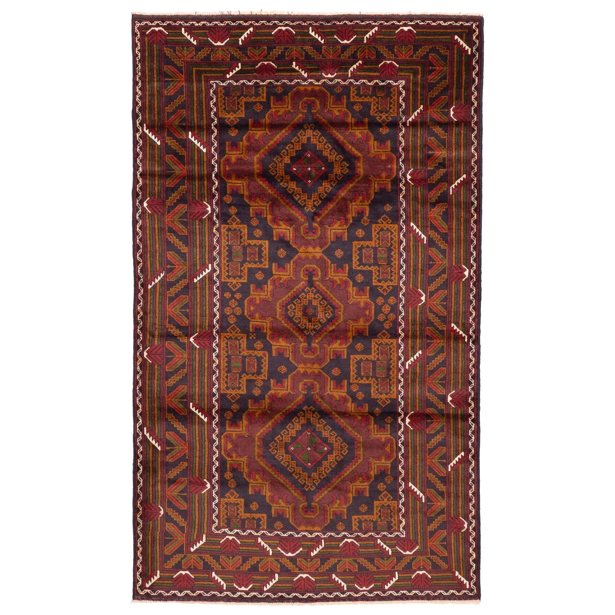 Ecarpetgallery Hand Knotted Teimani Dark Navy Red Wool Rug 311 X 611