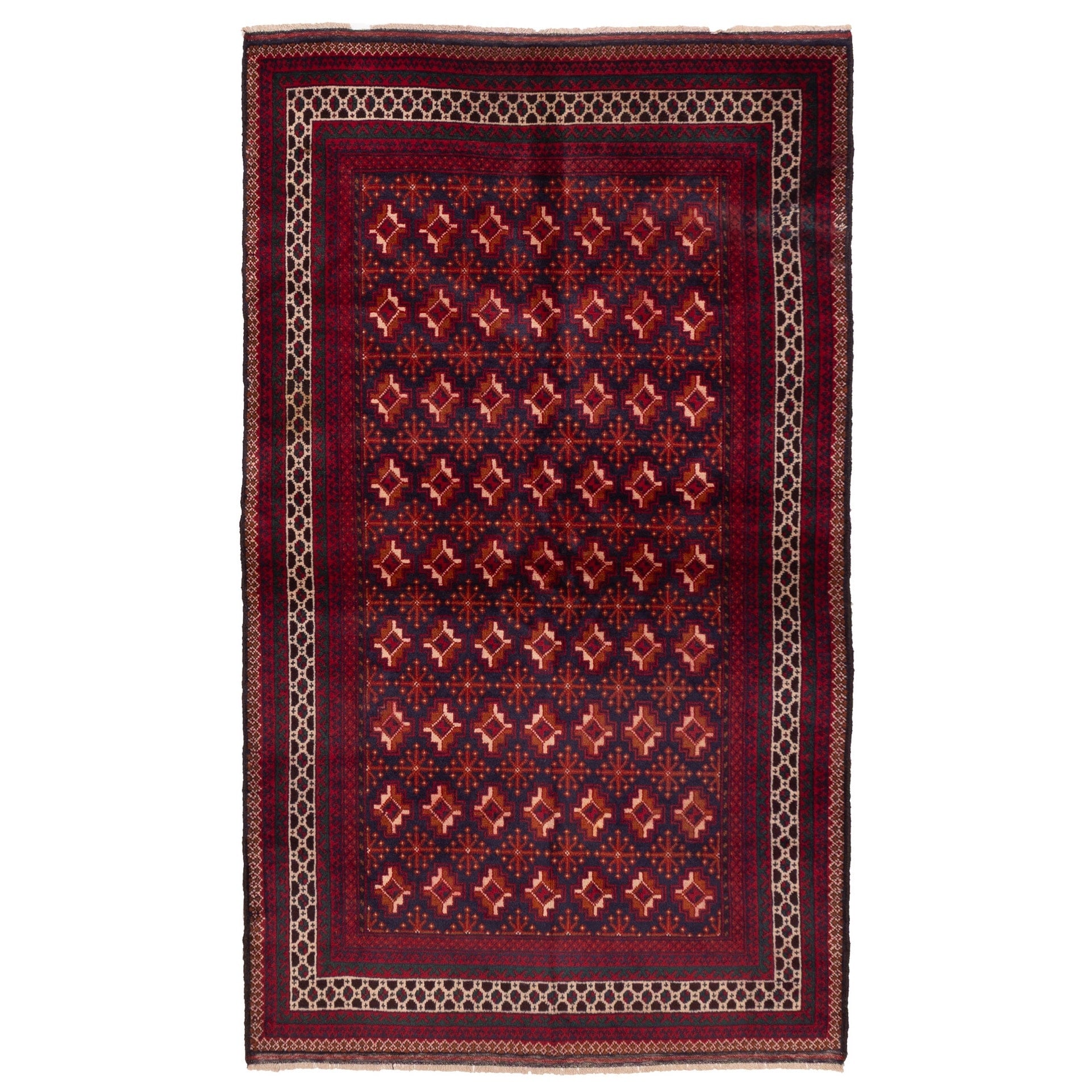 Ecarpetgallery Hand Knotted Teimani Dark Navy Red Wool Rug 39 X 68
