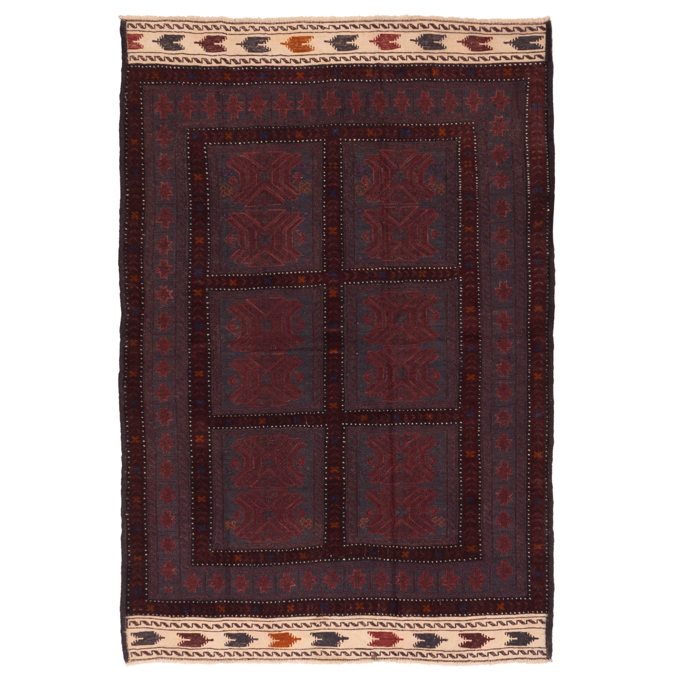 Ecarpetgallery Hand Knotted Teimani Dark Navy Red Wool Rug 42 X 63